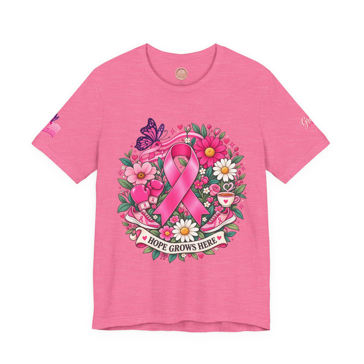 Hope Grows Here Ribbon Tee | Breast Cancer Awareness, Pink Floral