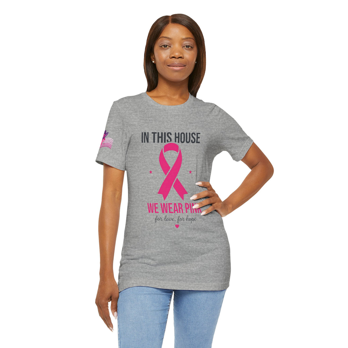 In This House We Wear Pink T-Shirt | Breast Cancer Awareness, Faith & Hope