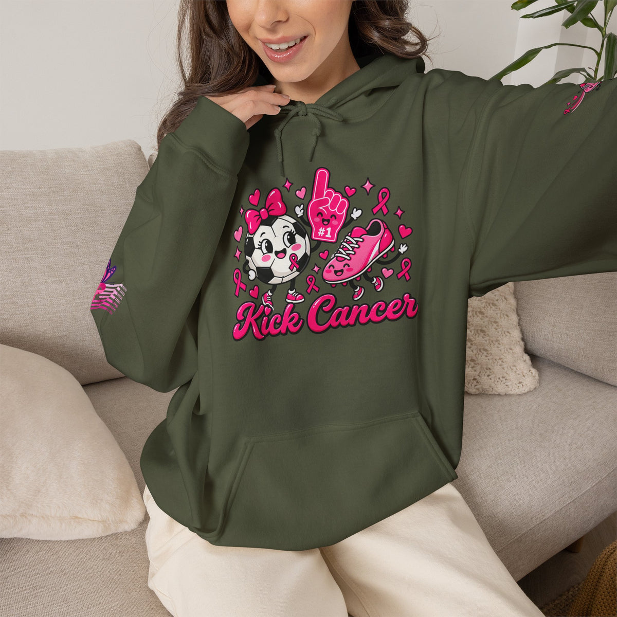 Kick Cancer Breast Cancer Awareness Hoodie | Pink Ribbon Support