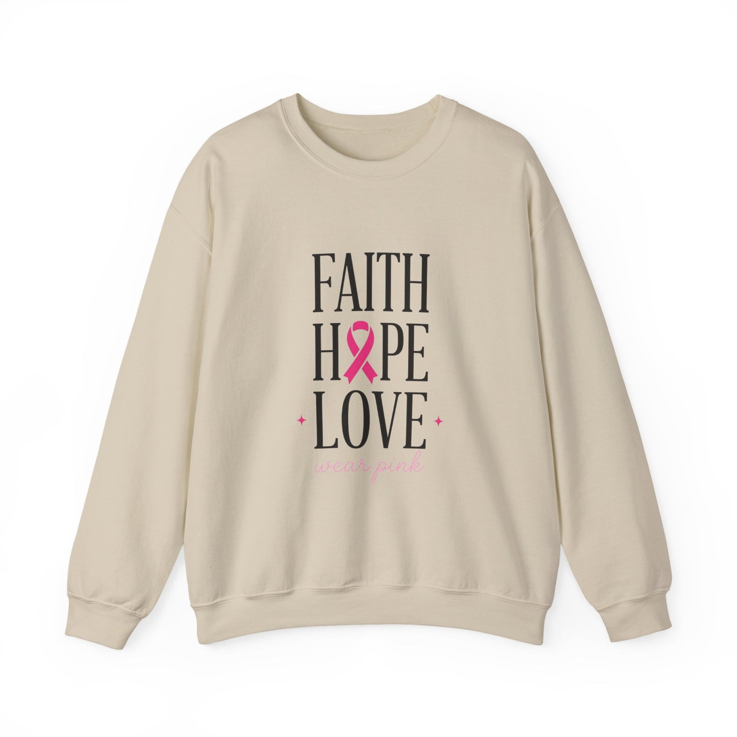 Faith Hope Love Ribbon Sweatshirt | Breast Cancer Awareness, Pink Ribbon