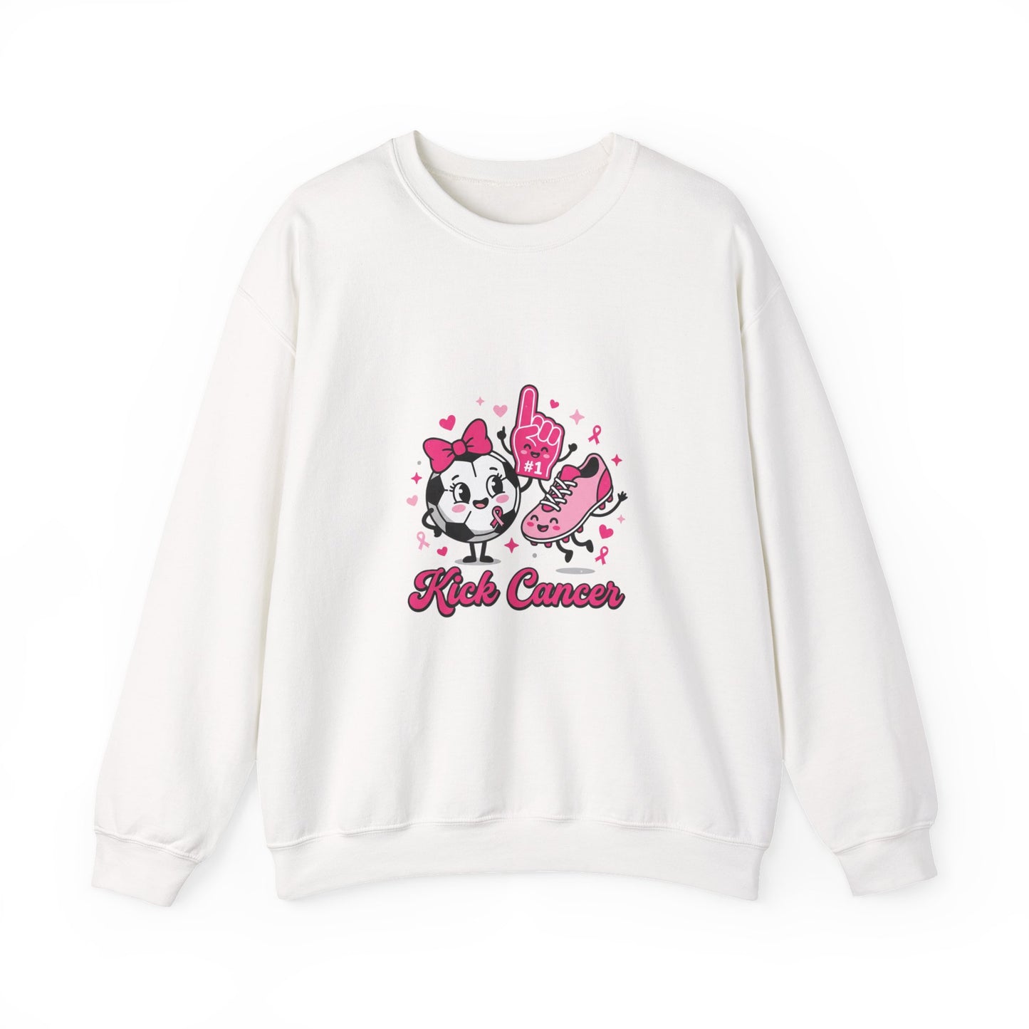 Kick Cancer Crewneck Sweatshirt | Breast Cancer Awareness, Pink Ribbon