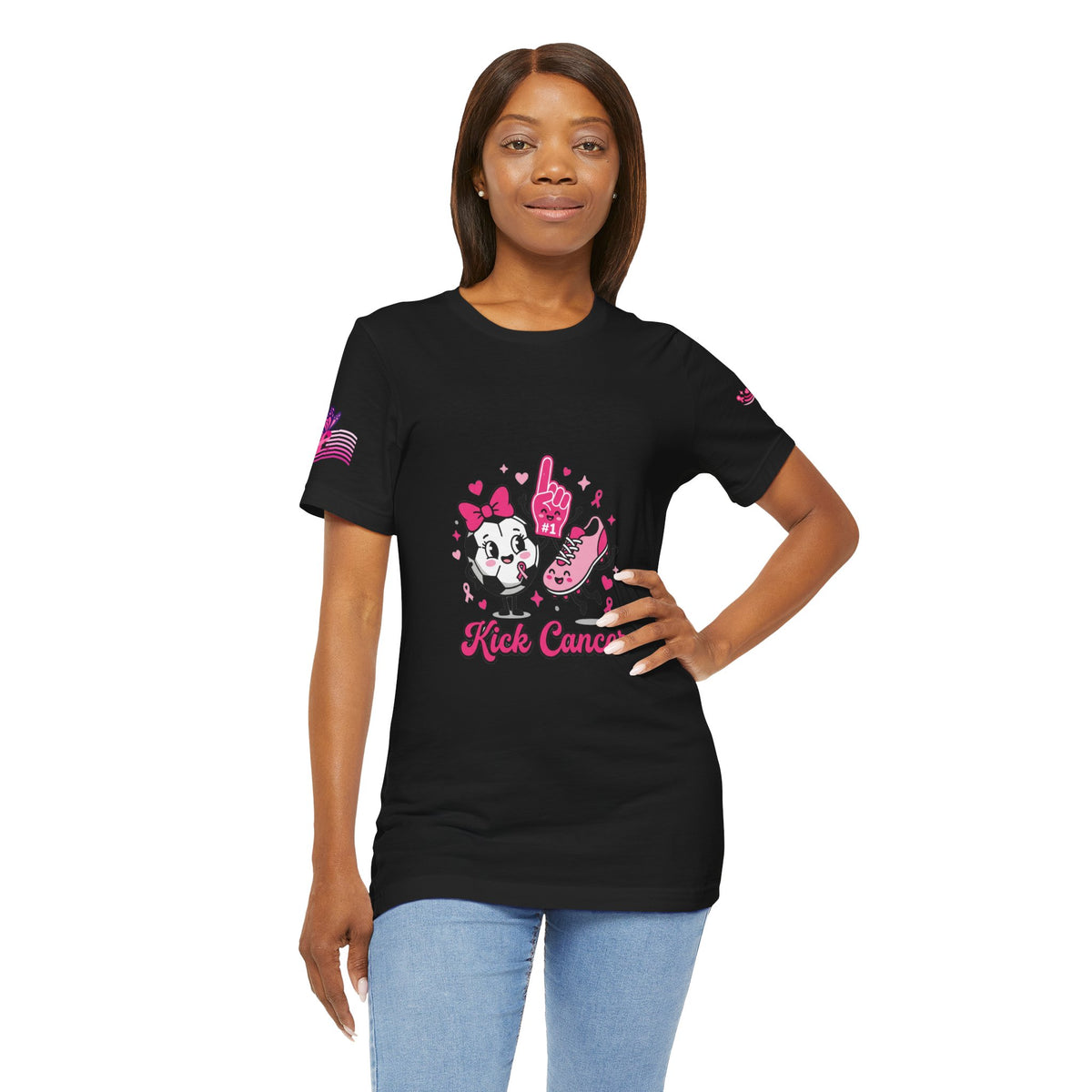Kick Cancer Pink Ribbon Tee | Breast Cancer Awareness Shirt
