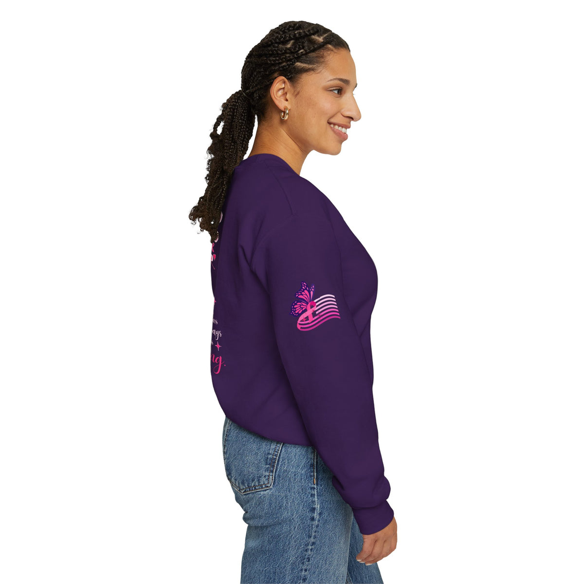 Hope Doesn't Have to Be Loud Sweatshirt | Breast Cancer Awareness Pink Ribbon Crewneck | Inspirational Gift for Survivors, Fighters & Supporters