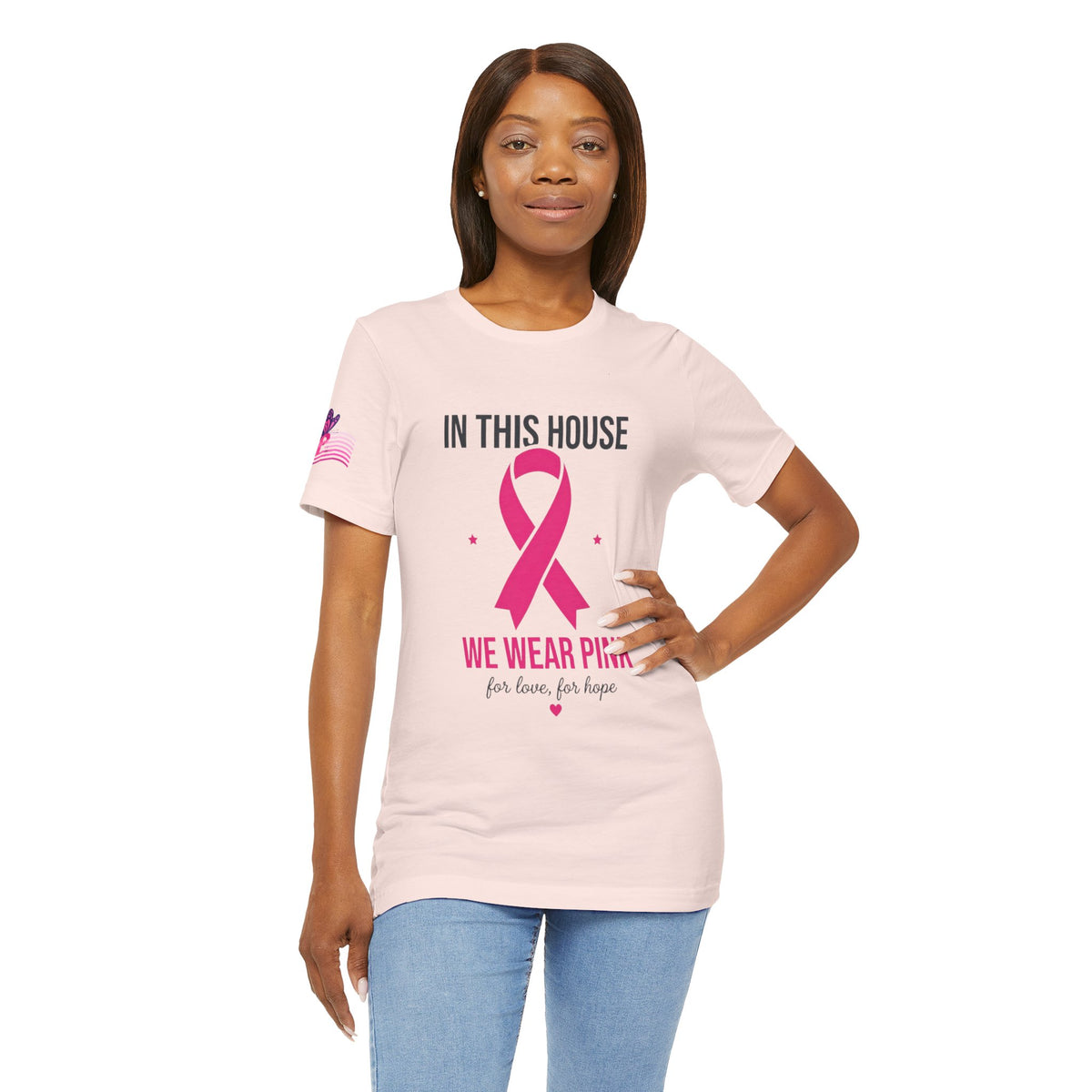 In This House We Wear Pink T-Shirt | Breast Cancer Awareness, Faith & Hope