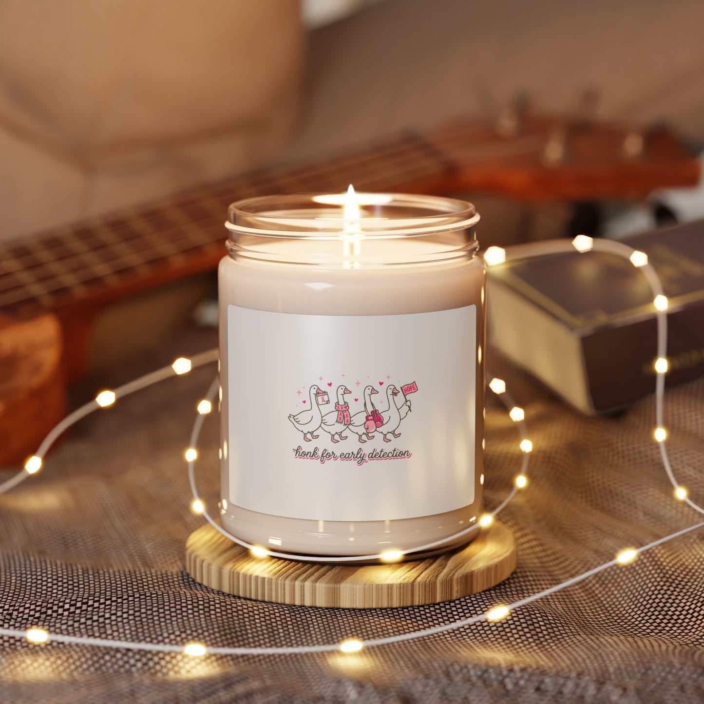 Breast Cancer Awareness Ribbon Candle, Soy 9oz | Pink Support, Early Detection