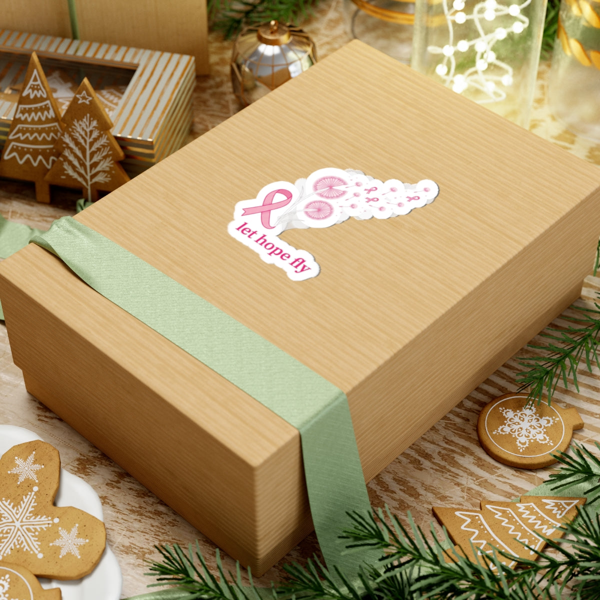 Let Hope Fly pink ribbon sticker | Breast Cancer Awareness, solidarity decal