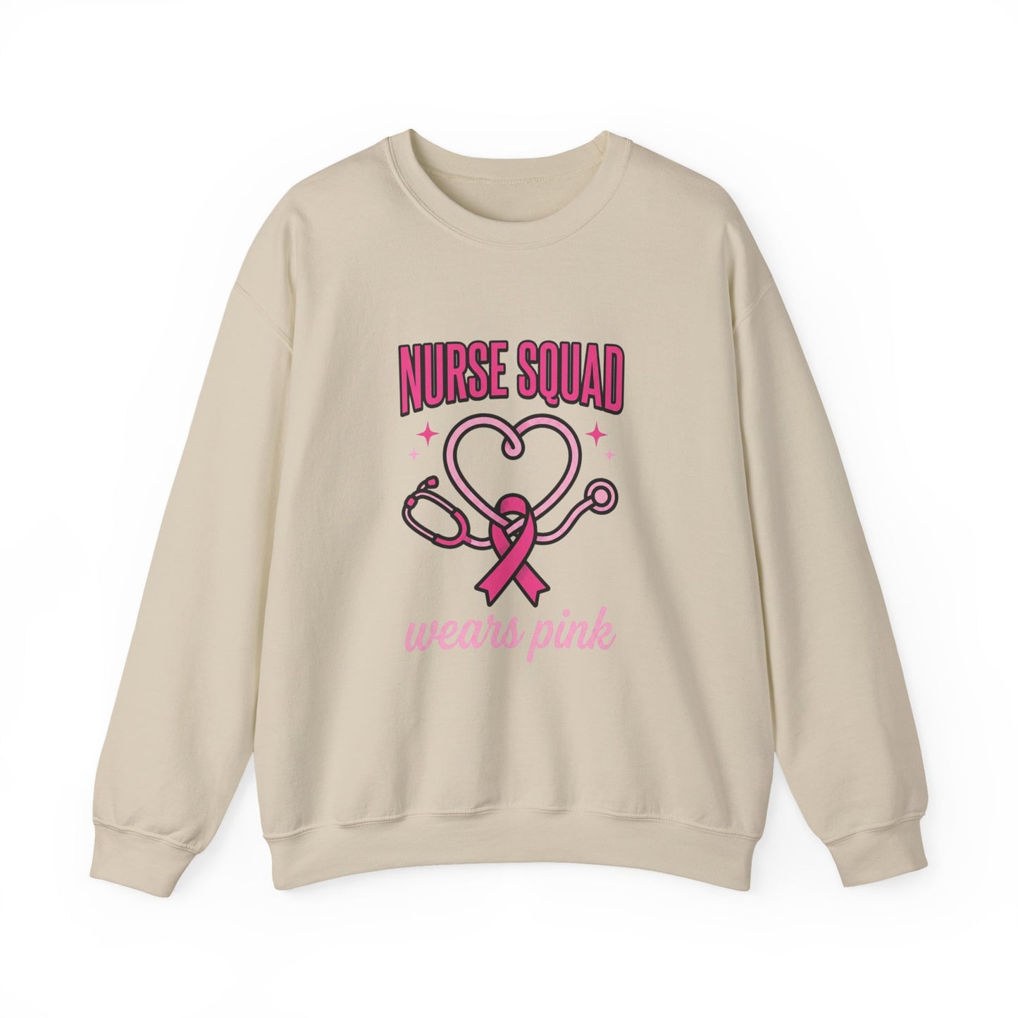 Nurse Squad Ribbon Crewneck | Breast Cancer Awareness, Pink Stethoscope