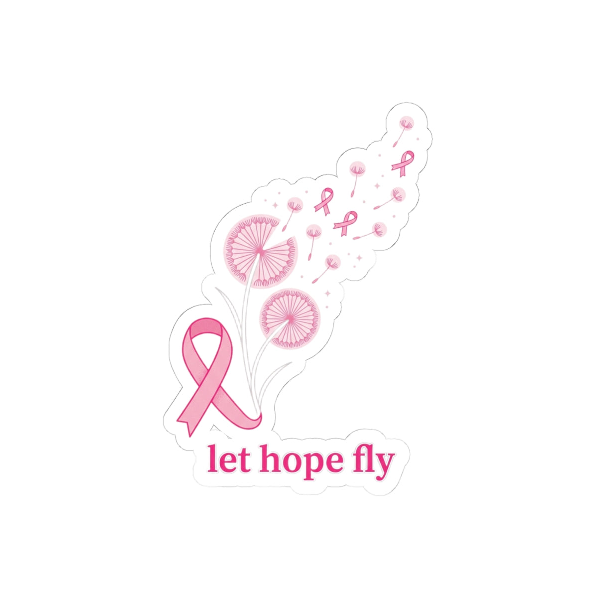 Let Hope Fly pink ribbon sticker | Breast Cancer Awareness, solidarity decal