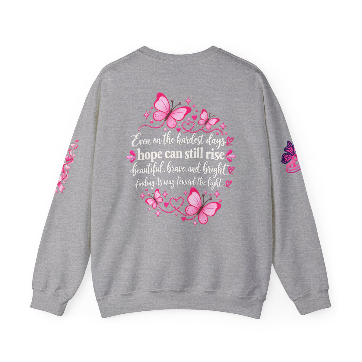 Pink Ribbon Butterfly Crewneck Sweatshirt | Breast Cancer Awareness