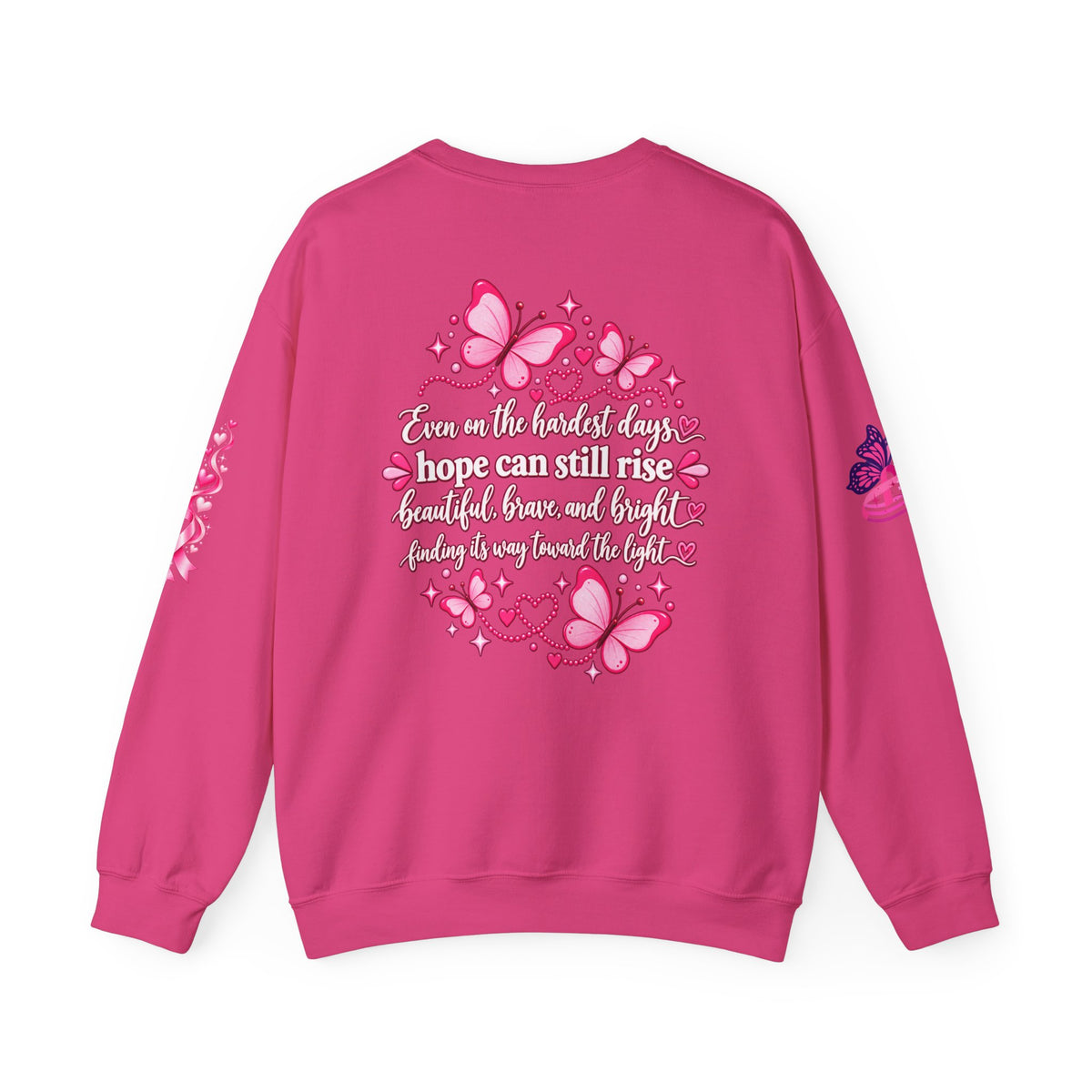 Pink Ribbon Butterfly Crewneck Sweatshirt | Breast Cancer Awareness