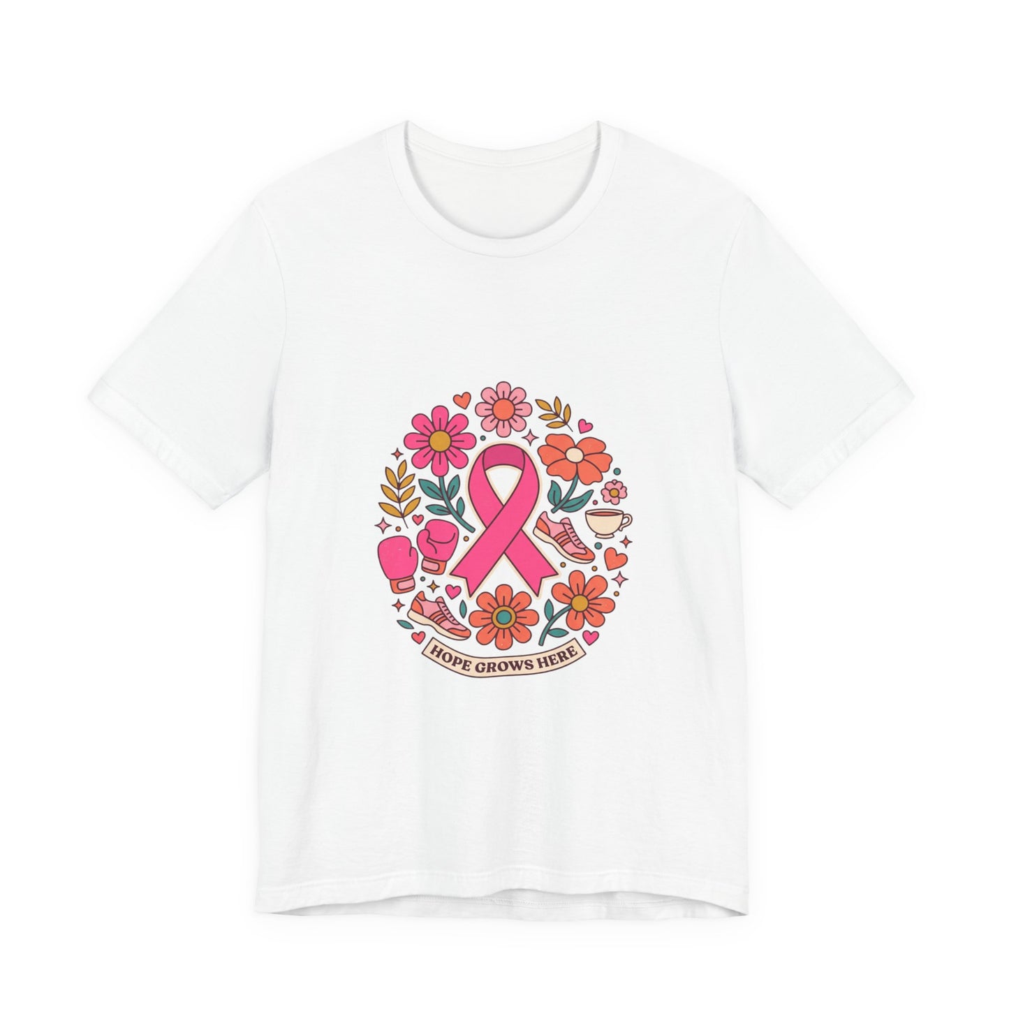 Hope Grows Here Ribbon Tee | Breast Cancer Awareness, Pink Floral