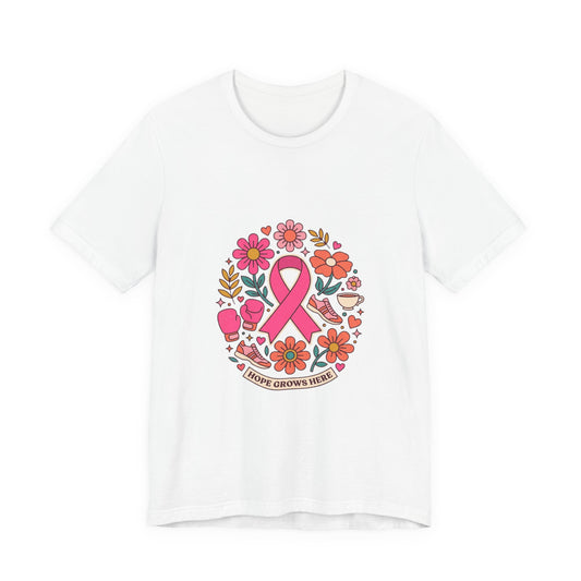 Hope Grows Here Ribbon Tee | Breast Cancer Awareness, Pink Floral