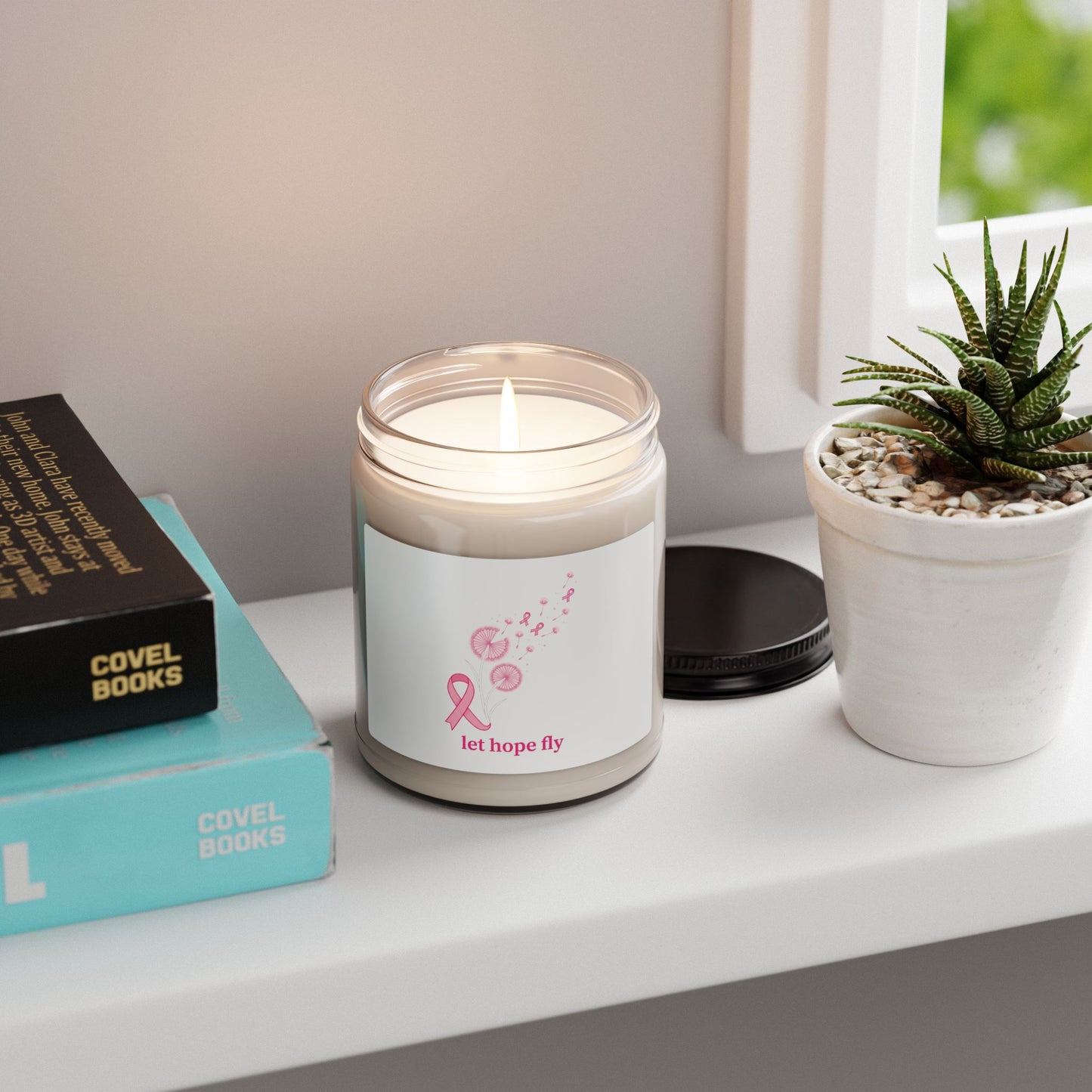 Breast Cancer Ribbon 'Let Hope Fly' Candle, Pink Awareness Soy