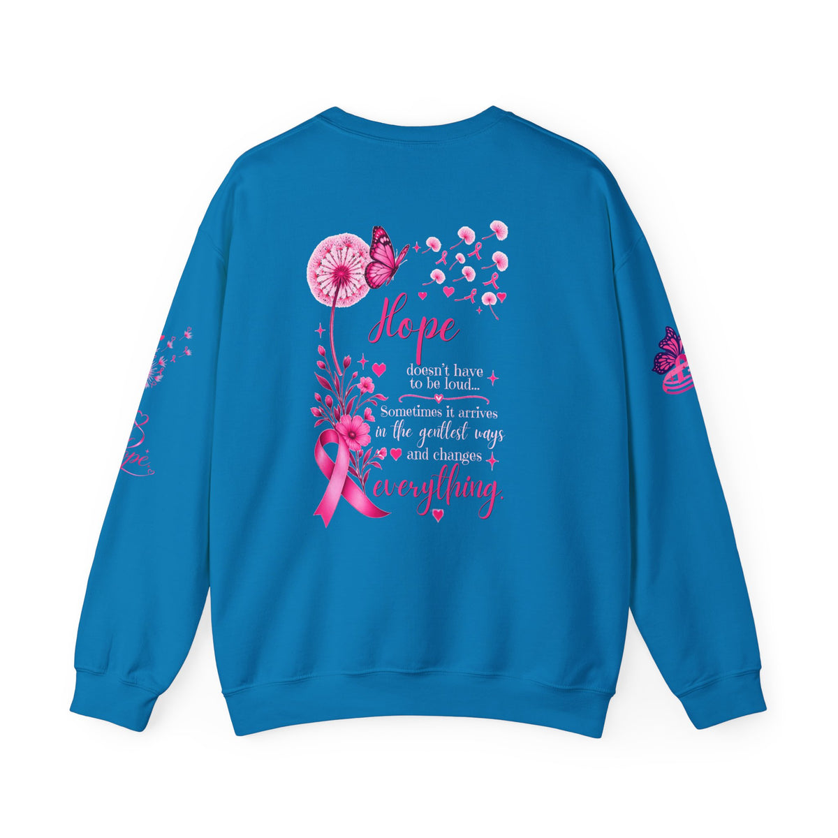 Hope Doesn't Have to Be Loud Sweatshirt | Breast Cancer Awareness Pink Ribbon Crewneck | Inspirational Gift for Survivors, Fighters & Supporters