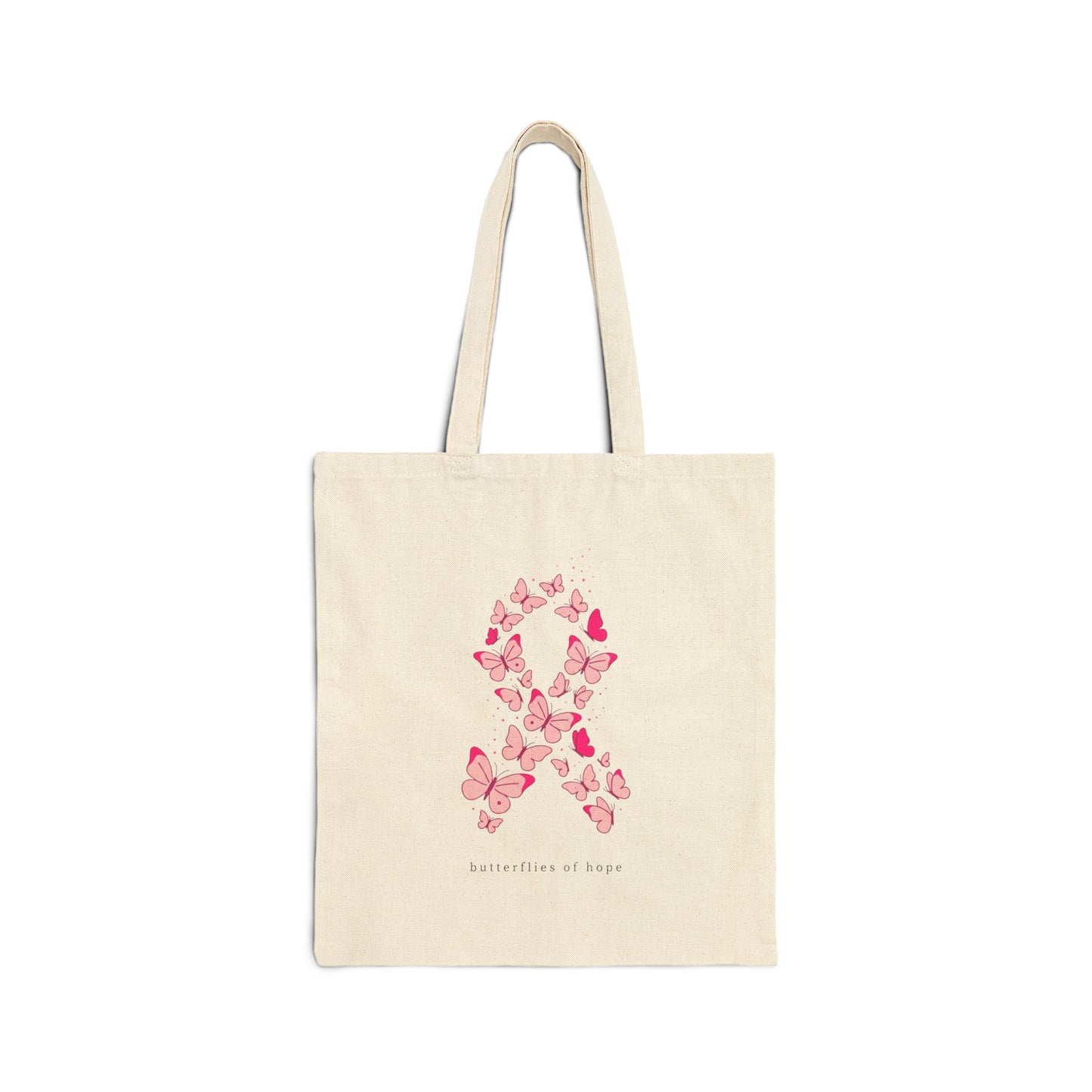 Pink Ribbon Butterfly Design Tote | Breast Cancer Awareness, Support