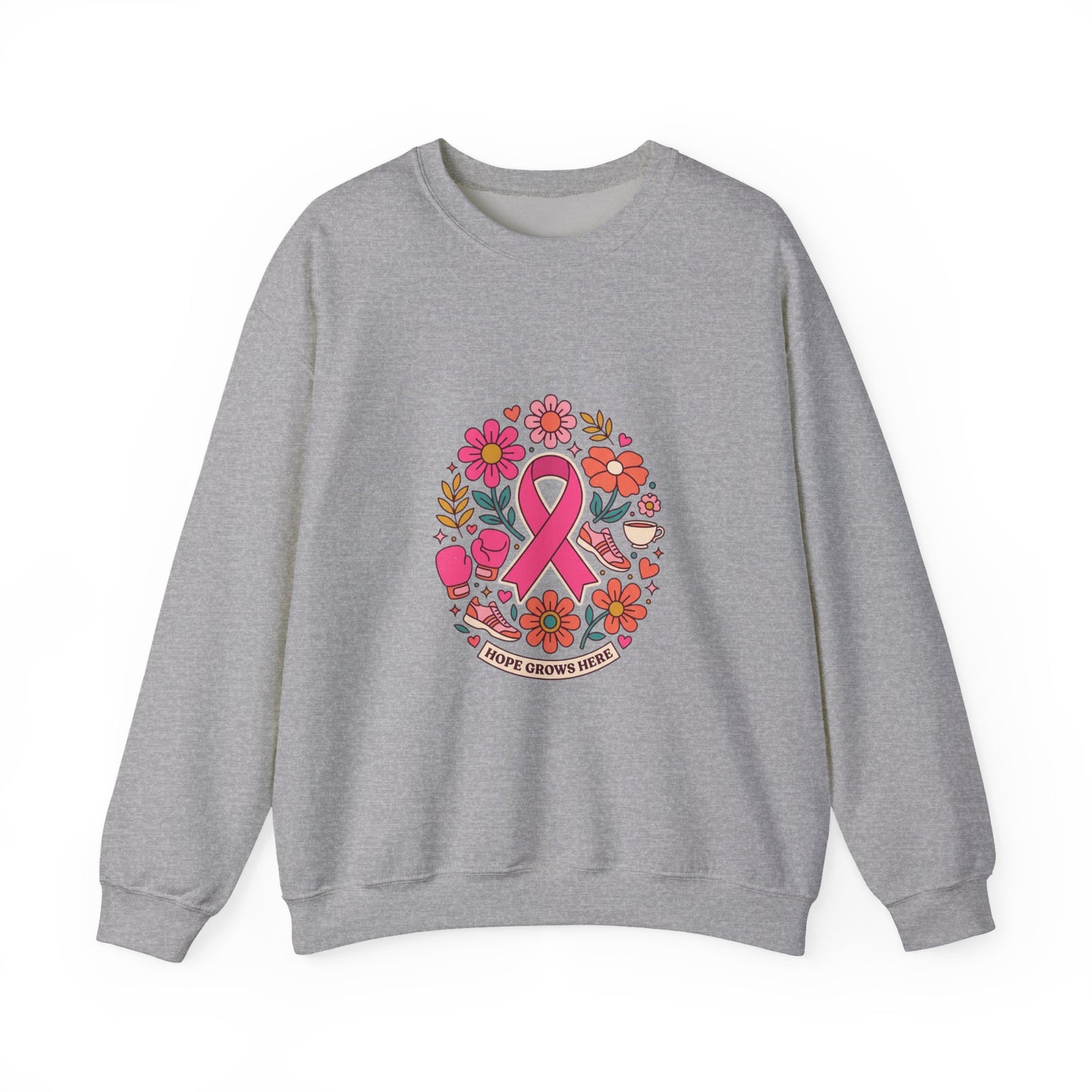 Pink Ribbon Floral Support Sweatshirt | Breast Cancer Awareness