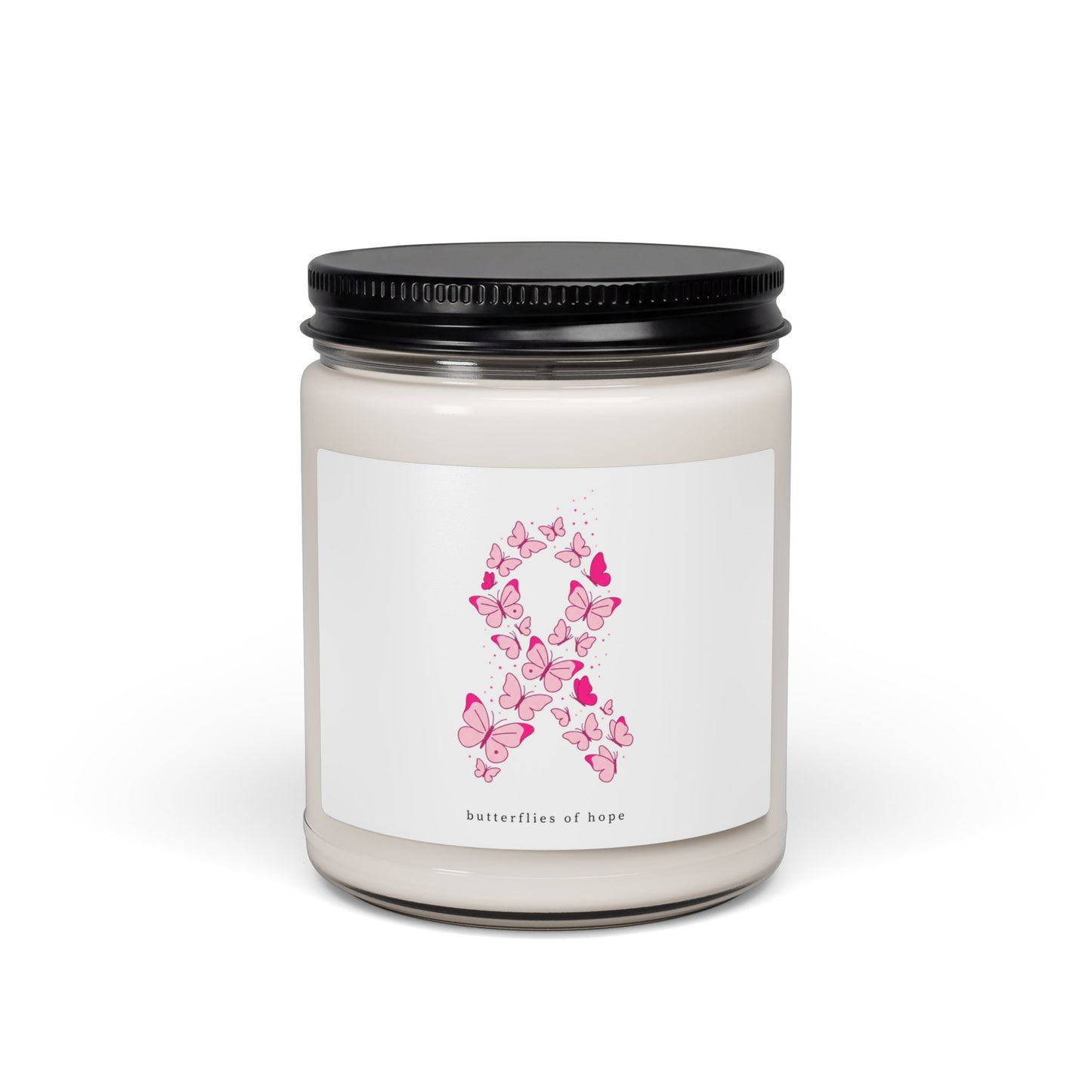 Pink Ribbon Butterfly Candle | Soy Candle, Breast Cancer Awareness