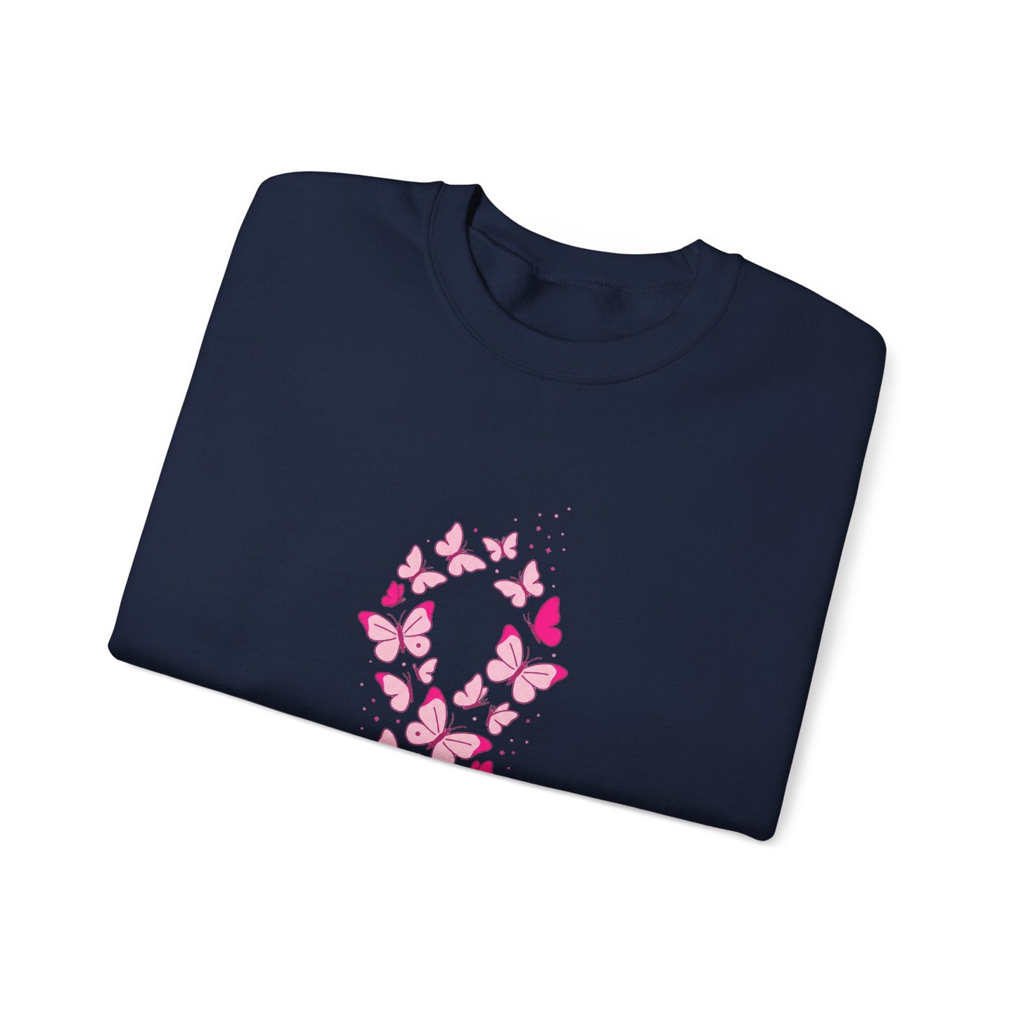 Pink Ribbon Butterfly Crewneck Sweatshirt | Breast Cancer Awareness