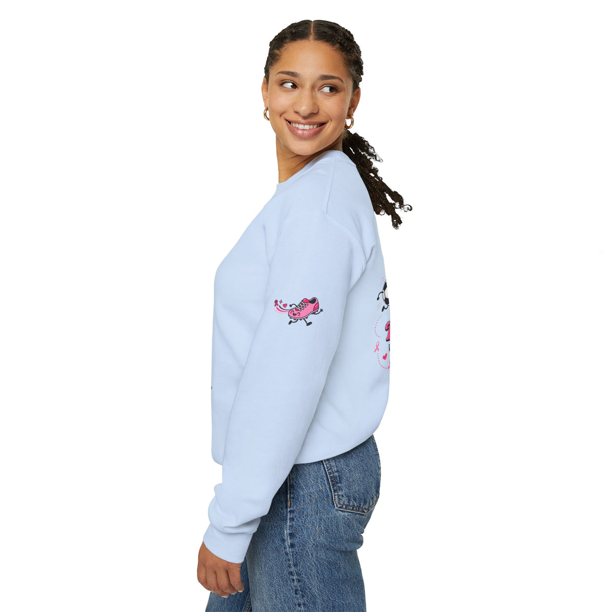 Kick Cancer Crewneck Sweatshirt | Breast Cancer Awareness, Pink Ribbon