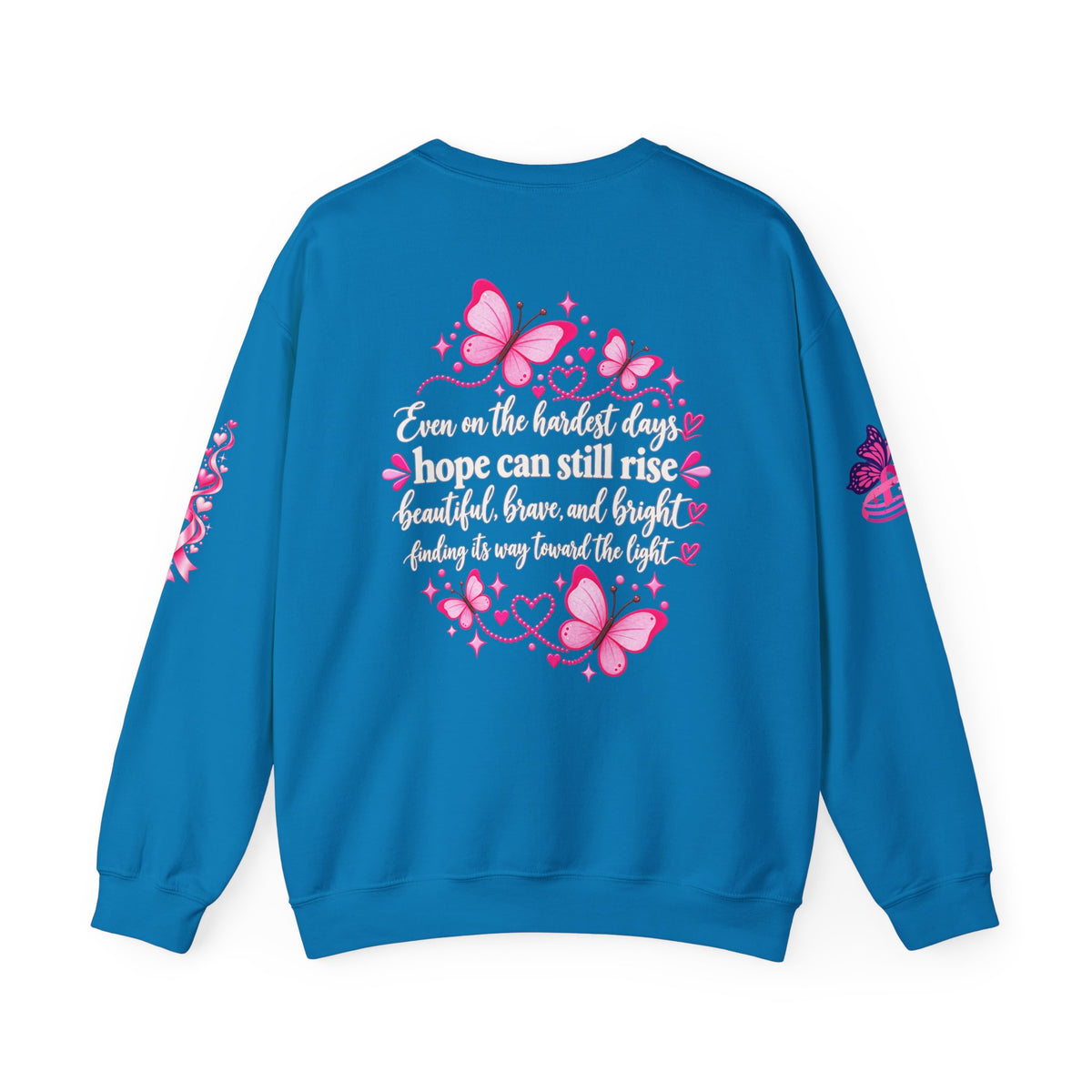 Pink Ribbon Butterfly Crewneck Sweatshirt | Breast Cancer Awareness