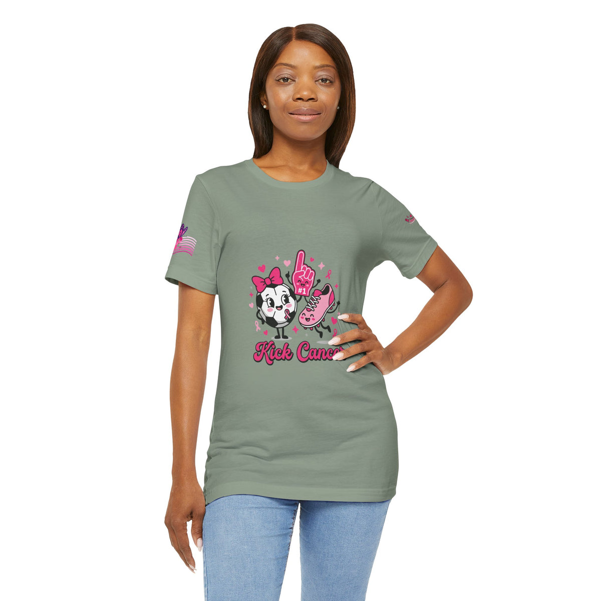 Kick Cancer Pink Ribbon Tee | Breast Cancer Awareness Shirt