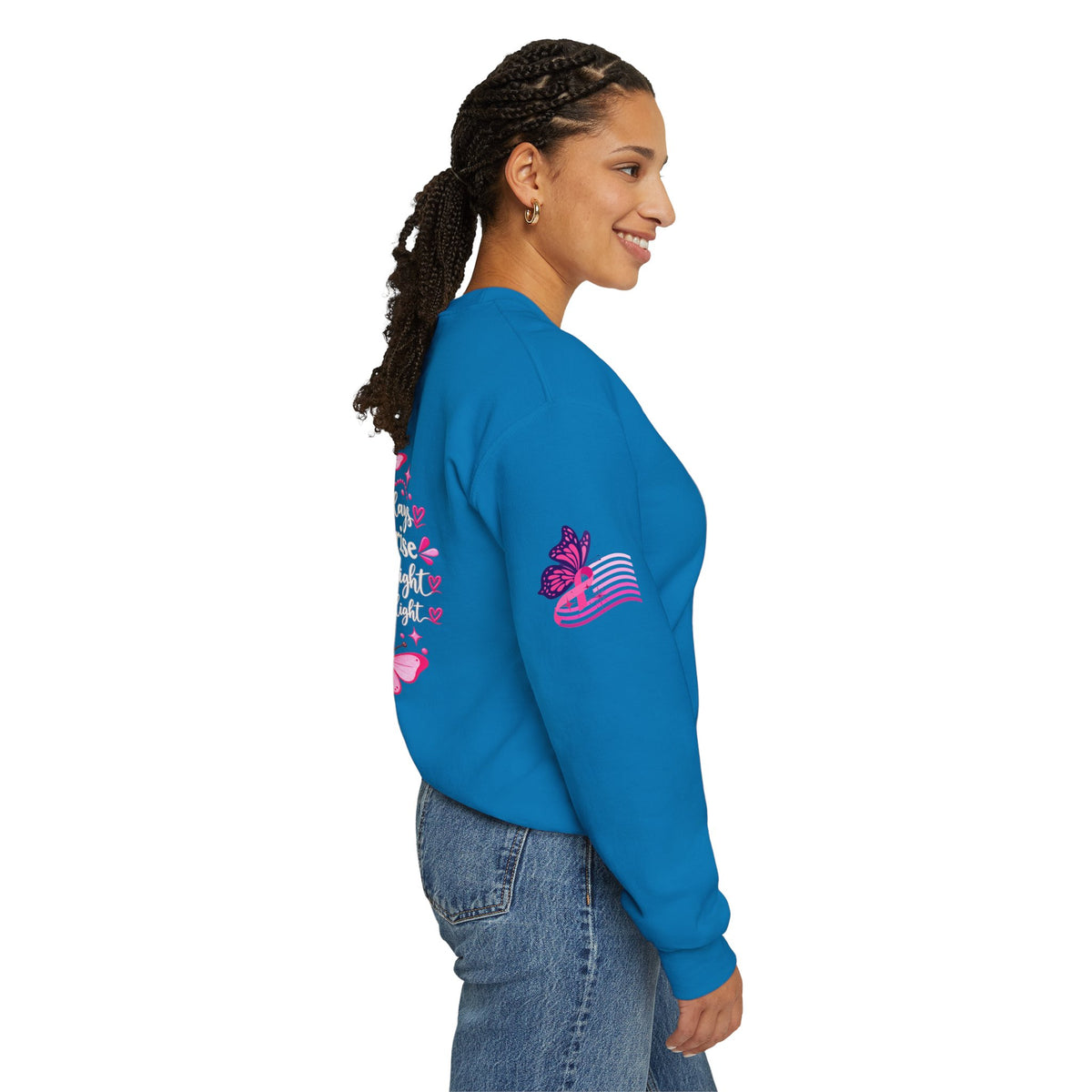 Pink Ribbon Butterfly Crewneck Sweatshirt | Breast Cancer Awareness