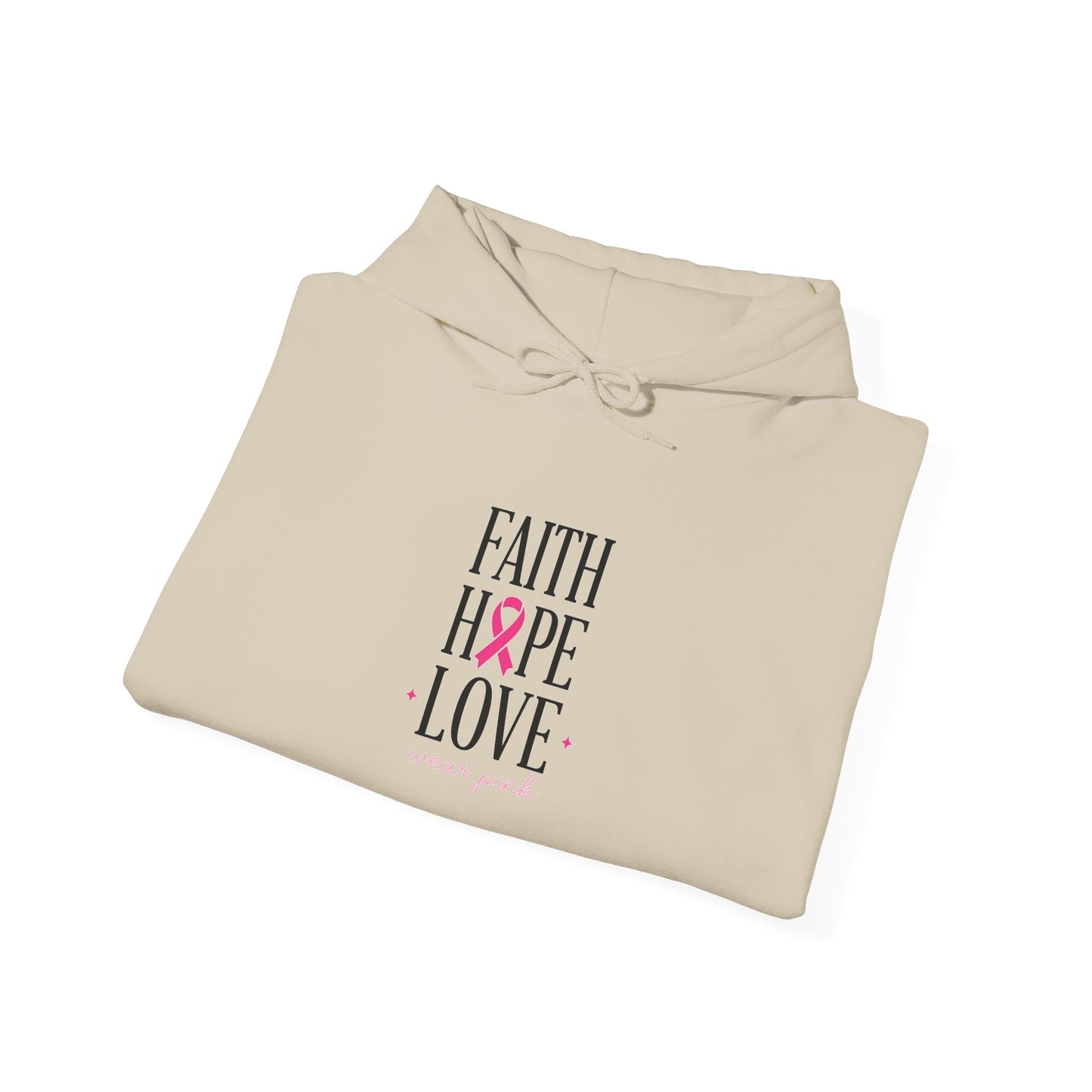 Faith Hope Love Ribbon Hoodie | Breast Cancer Awareness, Pink Ribbon