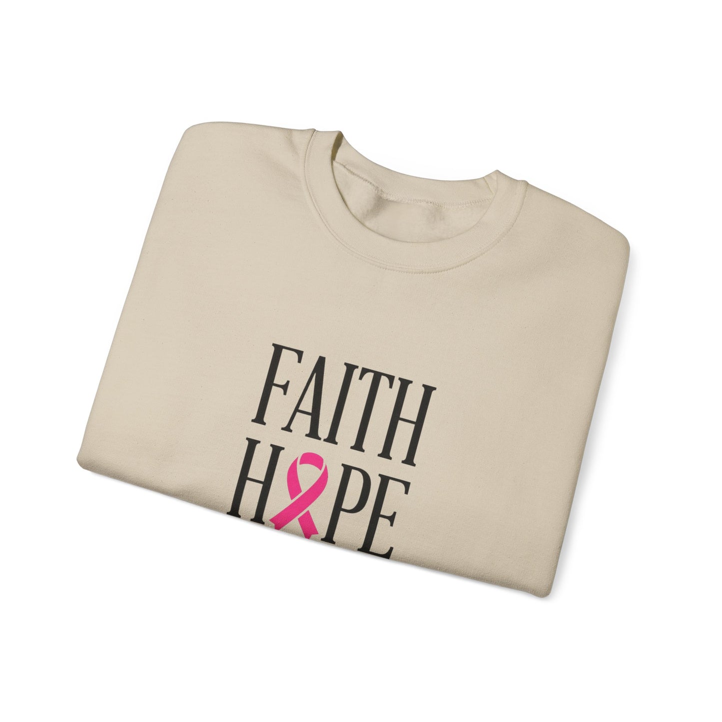 Faith Hope Love Ribbon Sweatshirt | Breast Cancer Awareness, Pink Ribbon