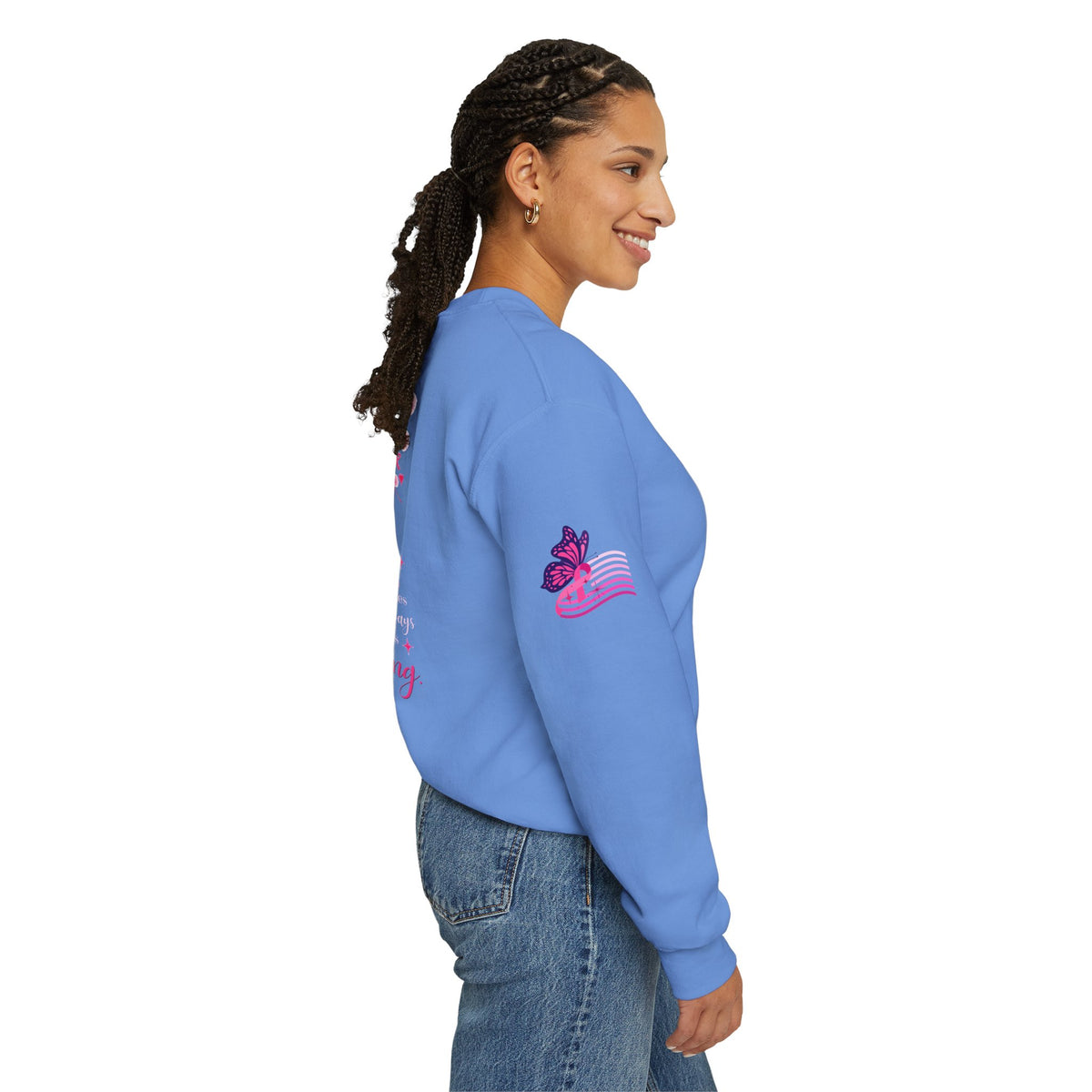Hope Doesn't Have to Be Loud Sweatshirt | Breast Cancer Awareness Pink Ribbon Crewneck | Inspirational Gift for Survivors, Fighters & Supporters