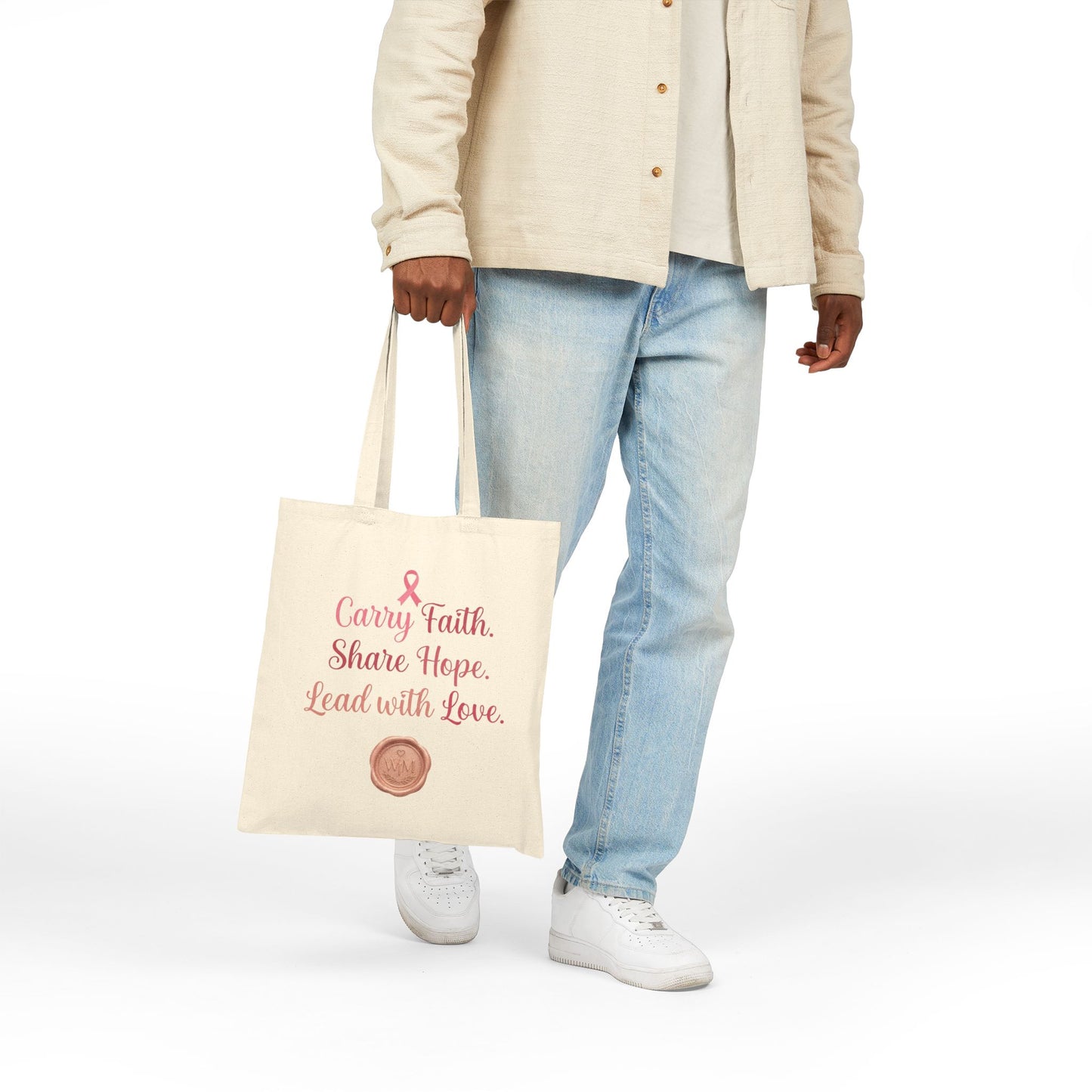 Faith Hope Love Ribbon Tote | Breast Cancer Awareness, Pink Ribbon
