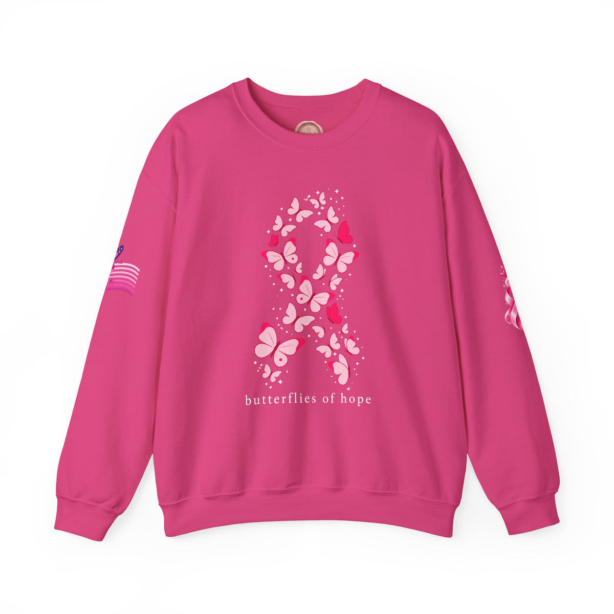 Pink Ribbon Butterfly Crewneck Sweatshirt | Breast Cancer Awareness