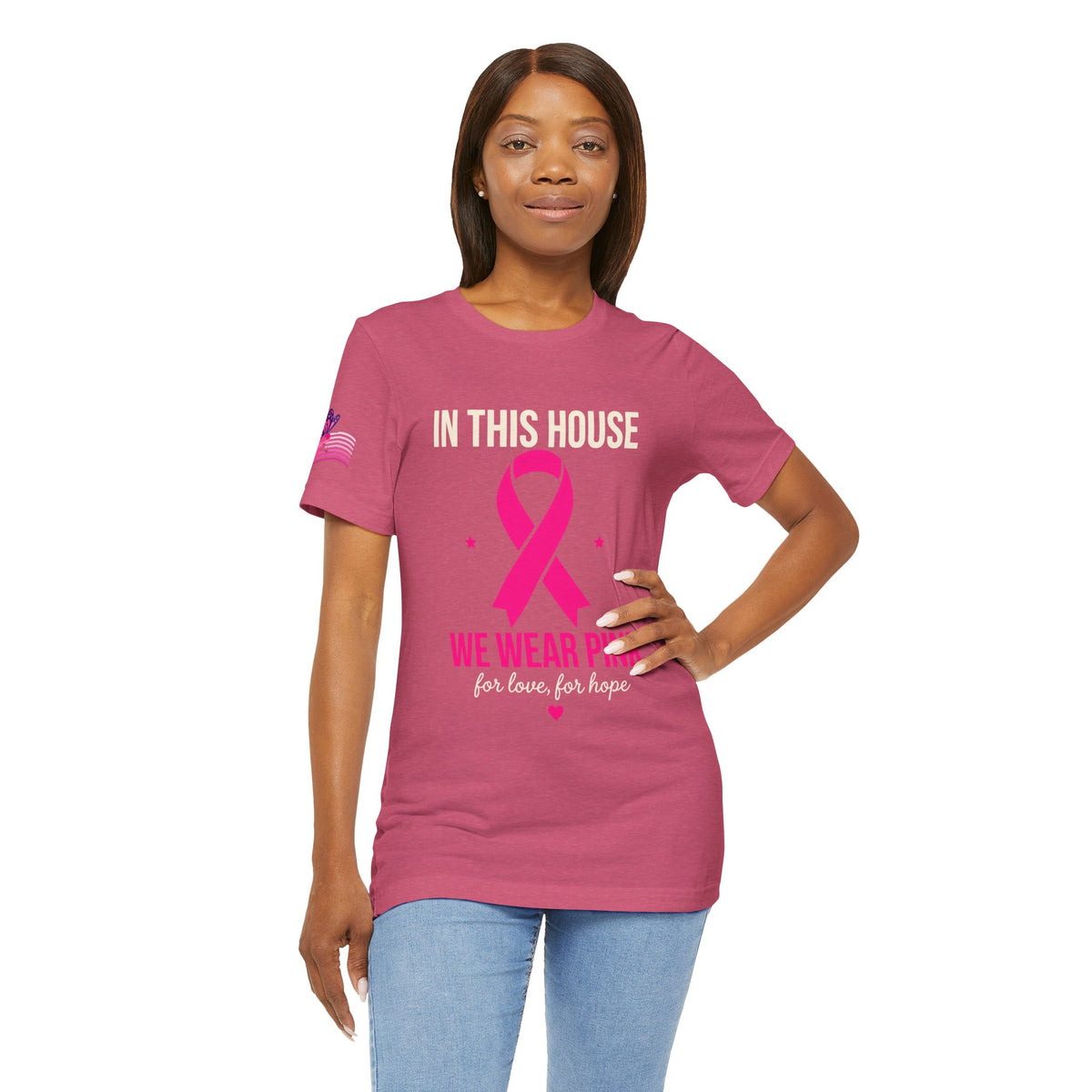 In This House We Wear Pink T-Shirt | Breast Cancer Awareness, Faith & Hope