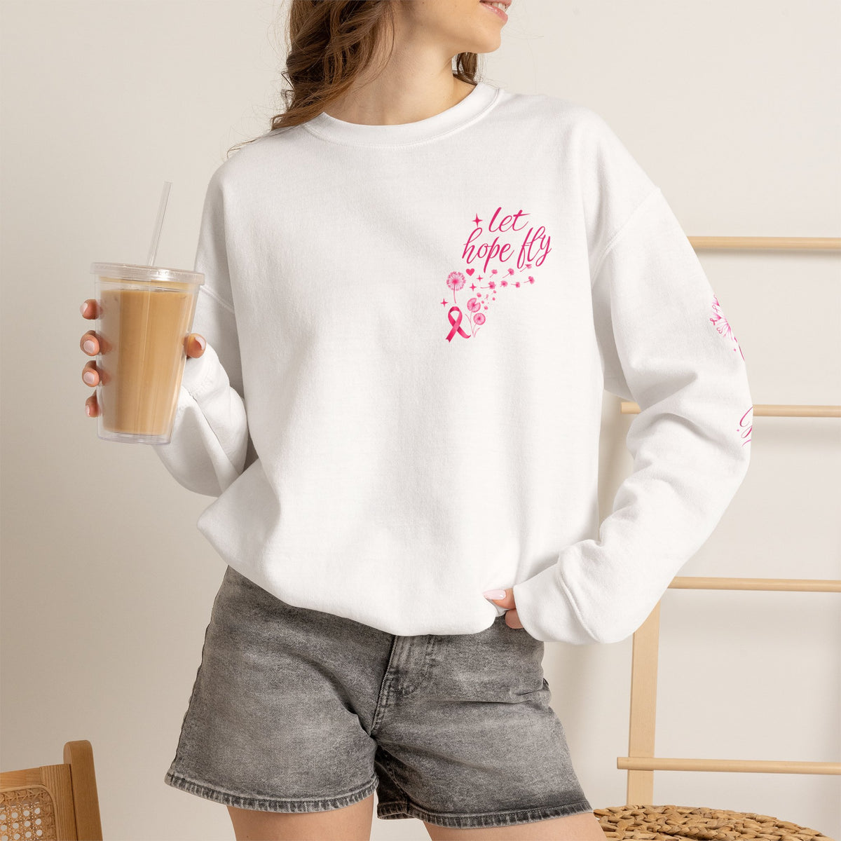 Hope Doesn't Have to Be Loud Sweatshirt | Breast Cancer Awareness Pink Ribbon Crewneck | Inspirational Gift for Survivors, Fighters & Supporters