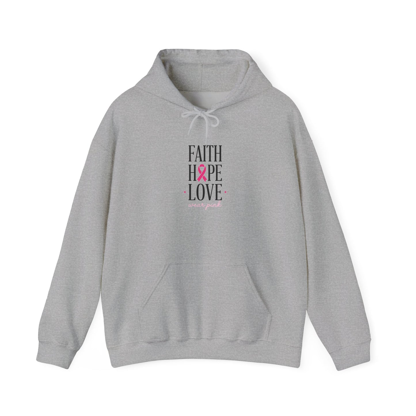 Faith Hope Love Ribbon Hoodie | Breast Cancer Awareness, Pink Ribbon