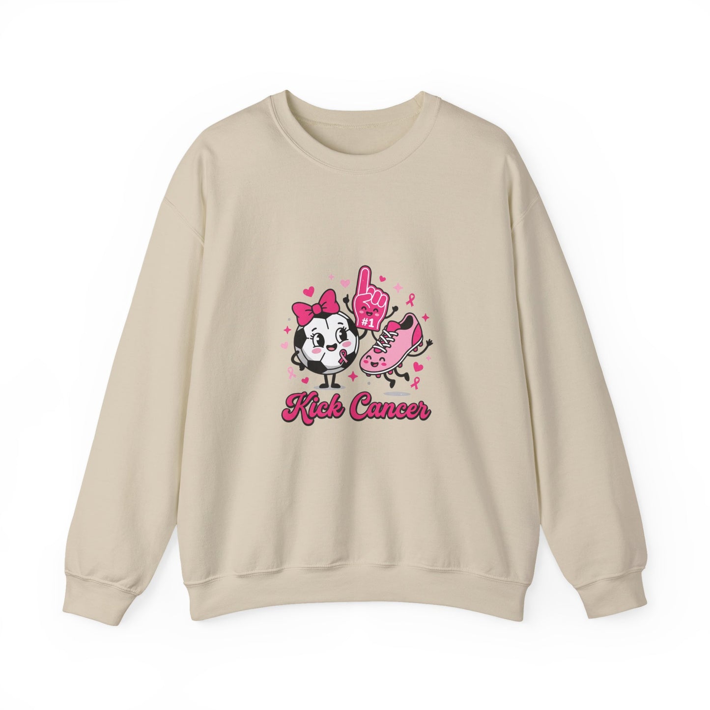 Kick Cancer Crewneck Sweatshirt | Breast Cancer Awareness, Pink Ribbon