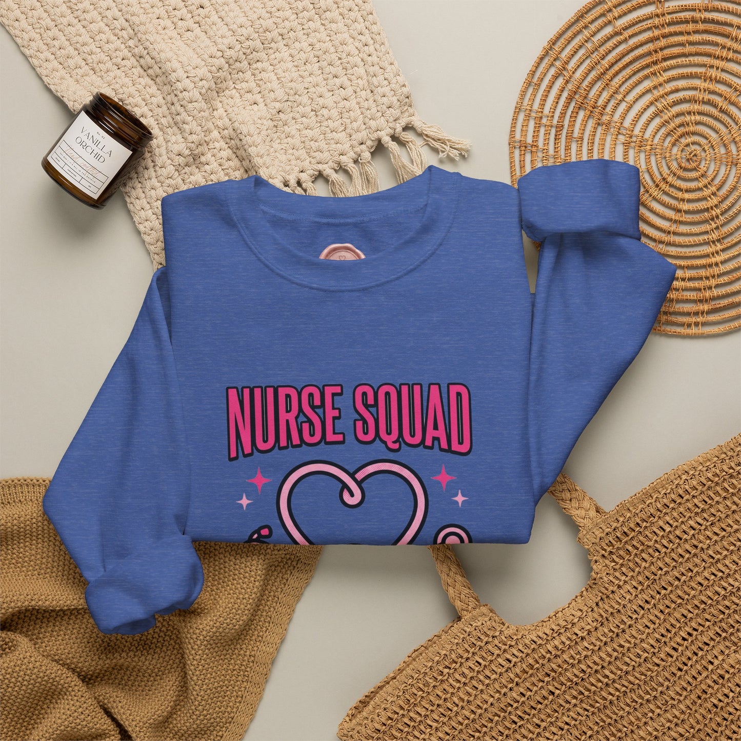 Crewneck Sweatshirt | Nurse Squad Wears Pink | Breast Cancer Awareness Nurse Pullover