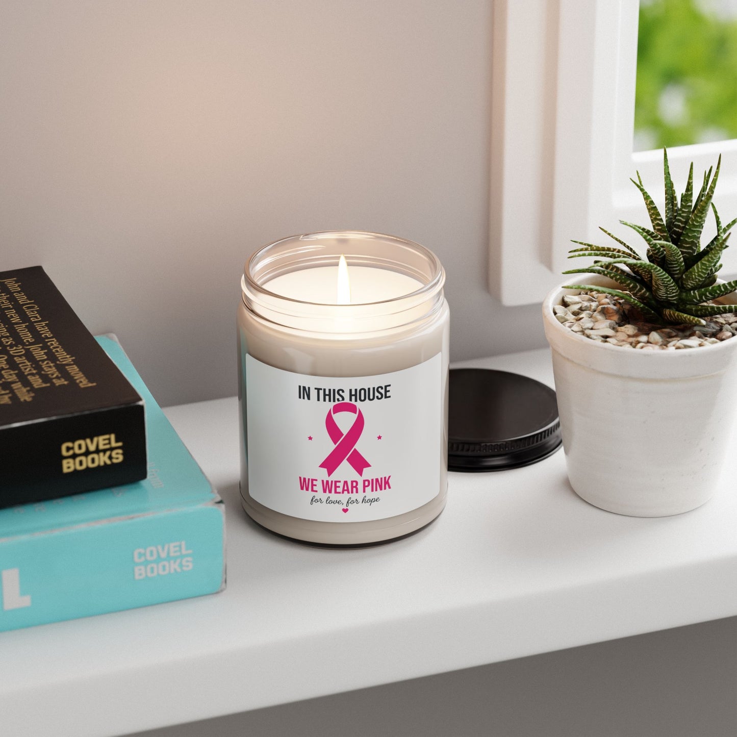 We Wear Pink Ribbon Soy Candle, Breast Cancer Awareness | 9oz