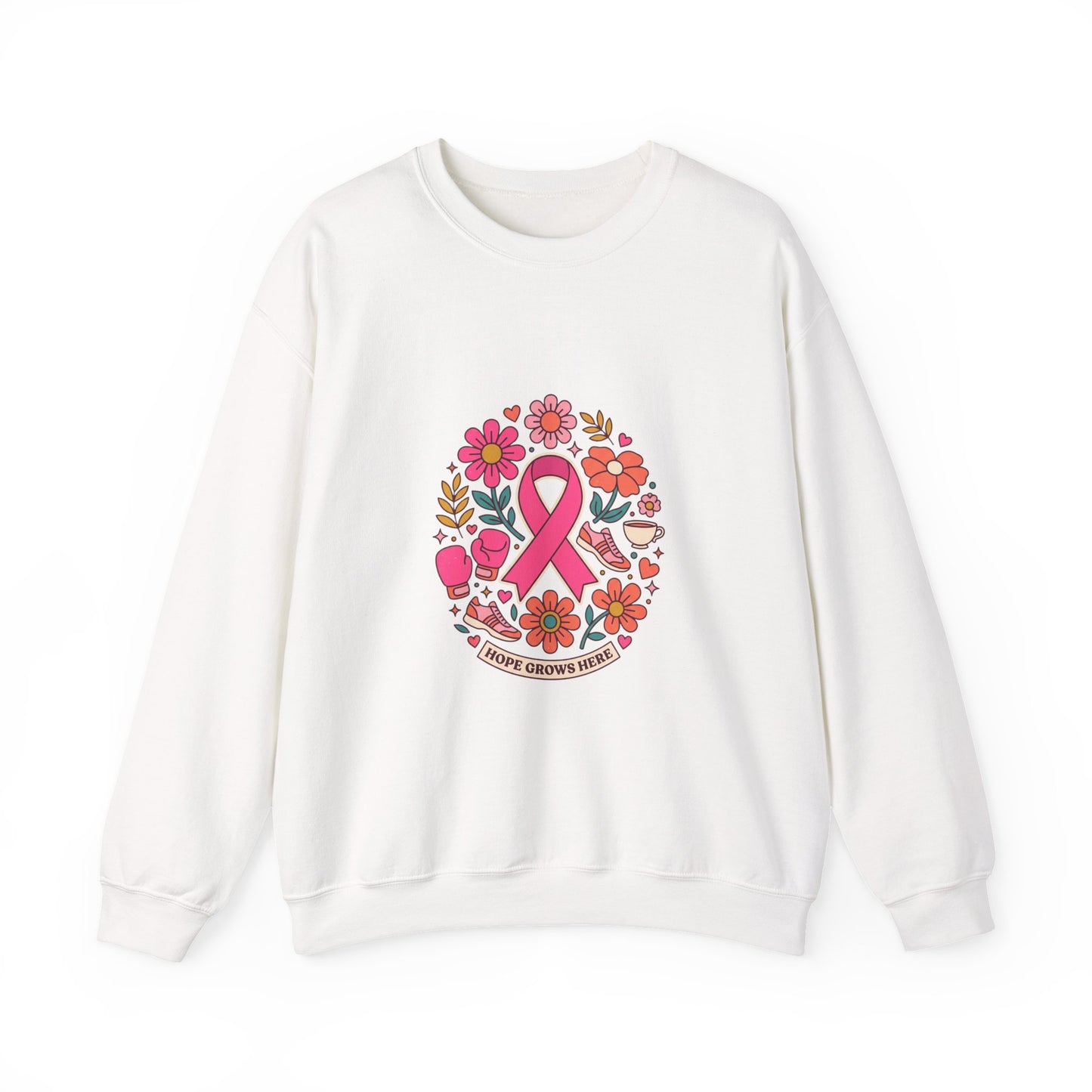 Pink Ribbon Floral Support Sweatshirt | Breast Cancer Awareness
