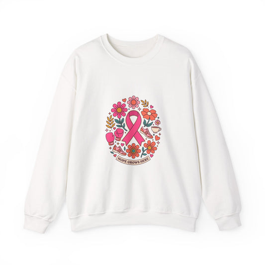 Pink Ribbon Floral Support Sweatshirt | Breast Cancer Awareness