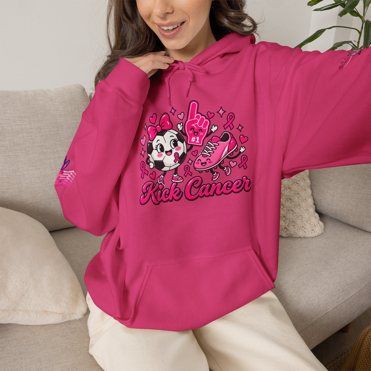 Kick Cancer Breast Cancer Awareness Hoodie | Pink Ribbon Support