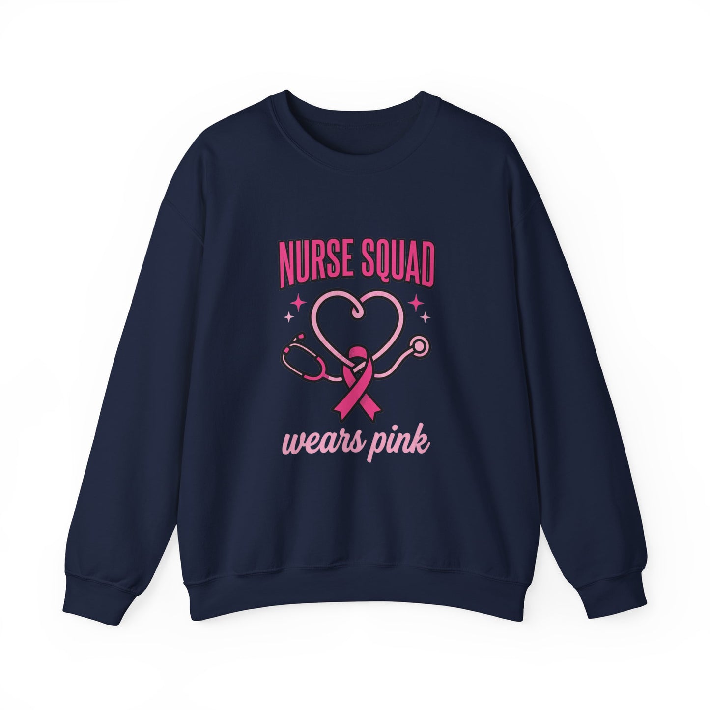 Nurse Squad Ribbon Crewneck | Breast Cancer Awareness, Pink Stethoscope