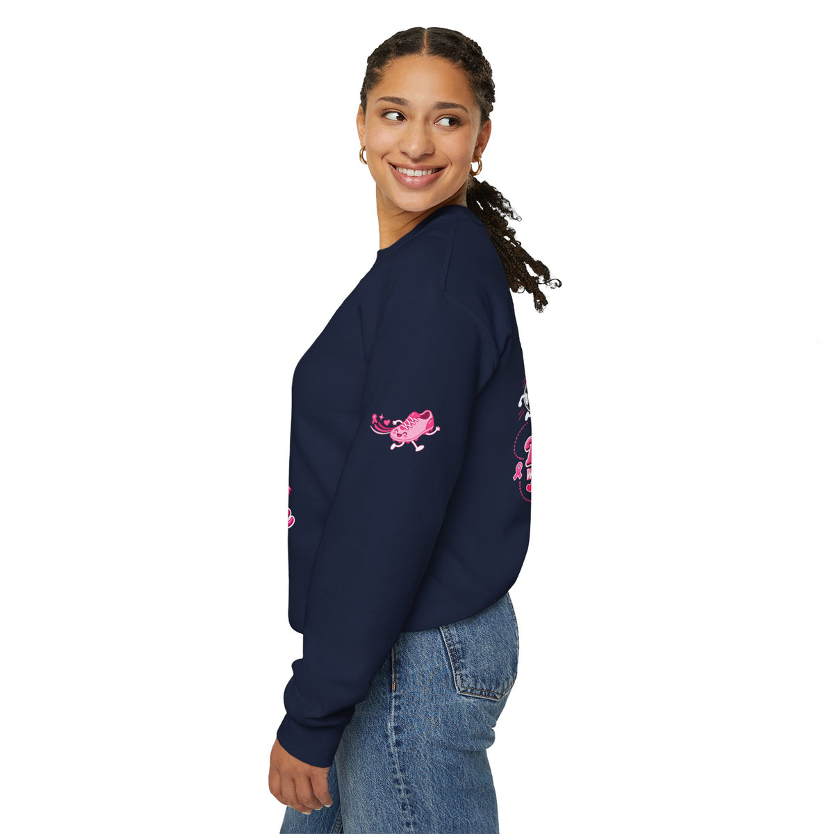 Kick Cancer Crewneck Sweatshirt | Breast Cancer Awareness, Pink Ribbon