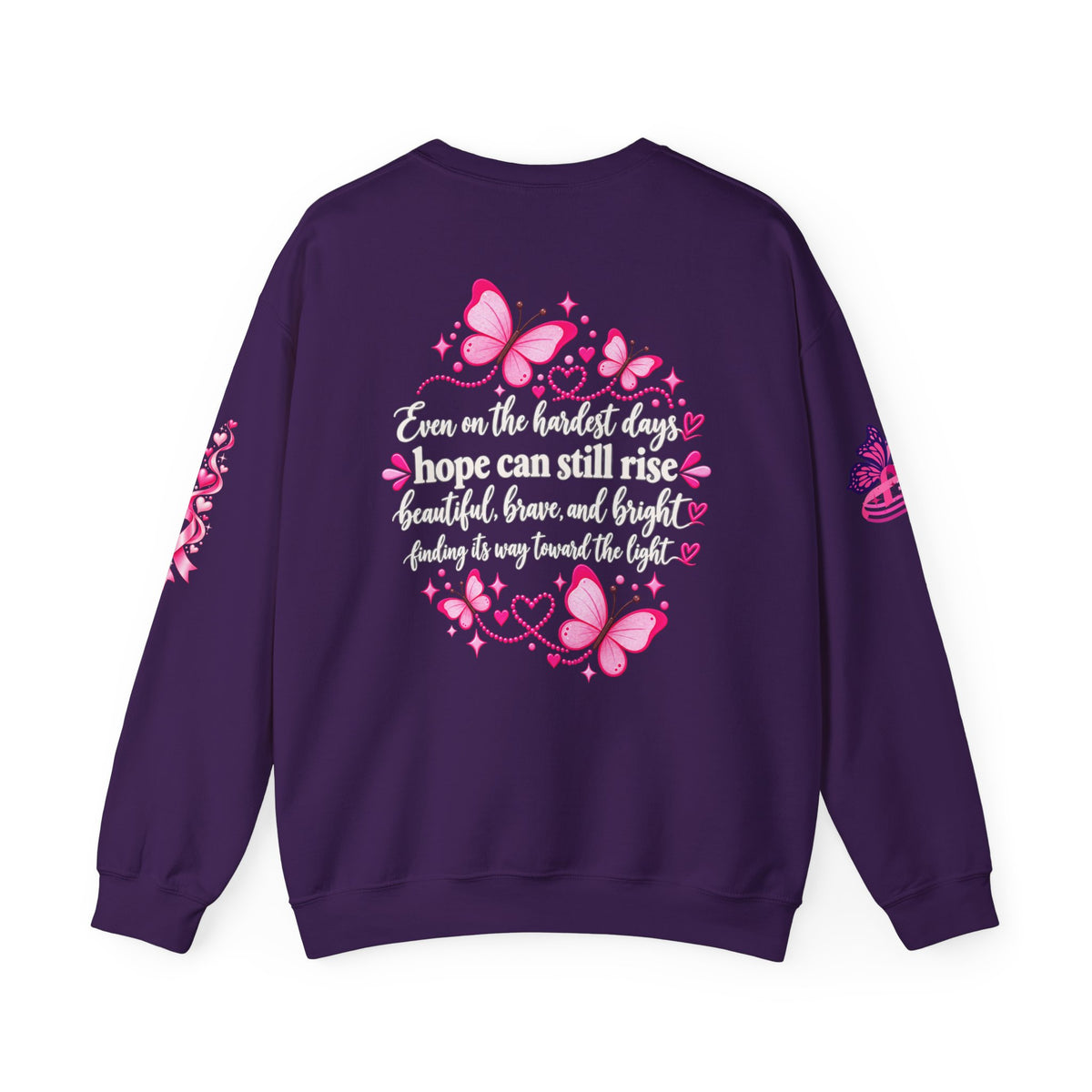 Pink Ribbon Butterfly Crewneck Sweatshirt | Breast Cancer Awareness