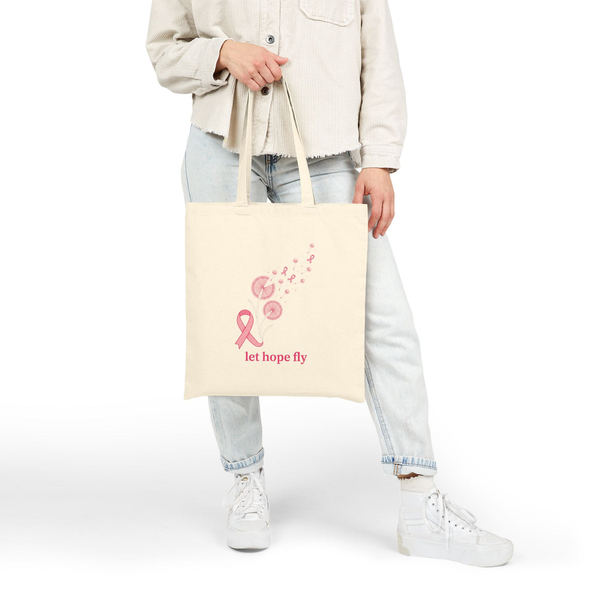 Let Hope Fly Pink Ribbon Tote Bag | Breast Cancer Awareness