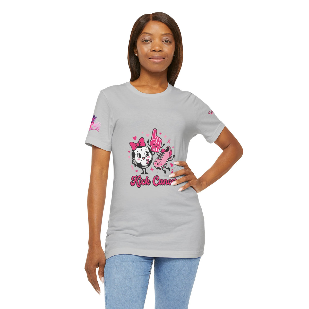 Kick Cancer Pink Ribbon Tee | Breast Cancer Awareness Shirt