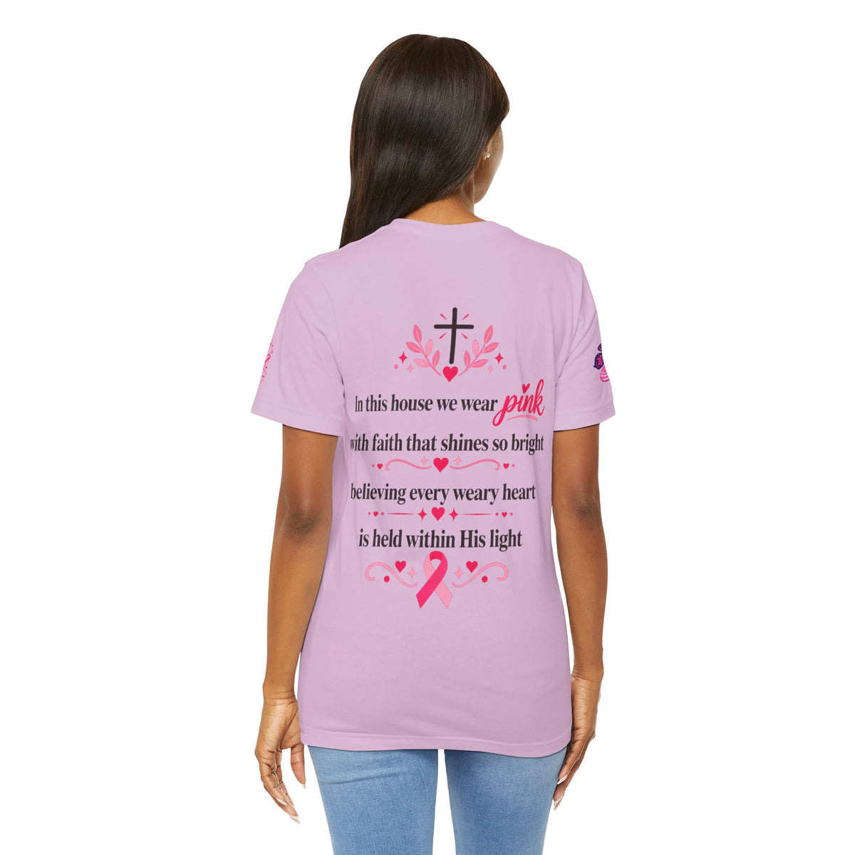 In This House We Wear Pink T-Shirt | Breast Cancer Awareness, Faith & Hope