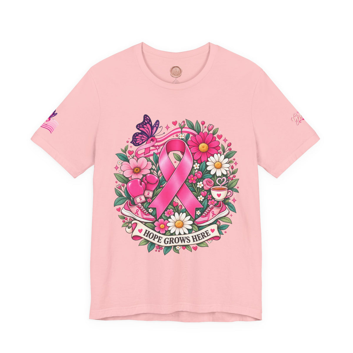 Hope Grows Here Ribbon Tee | Breast Cancer Awareness, Pink Floral
