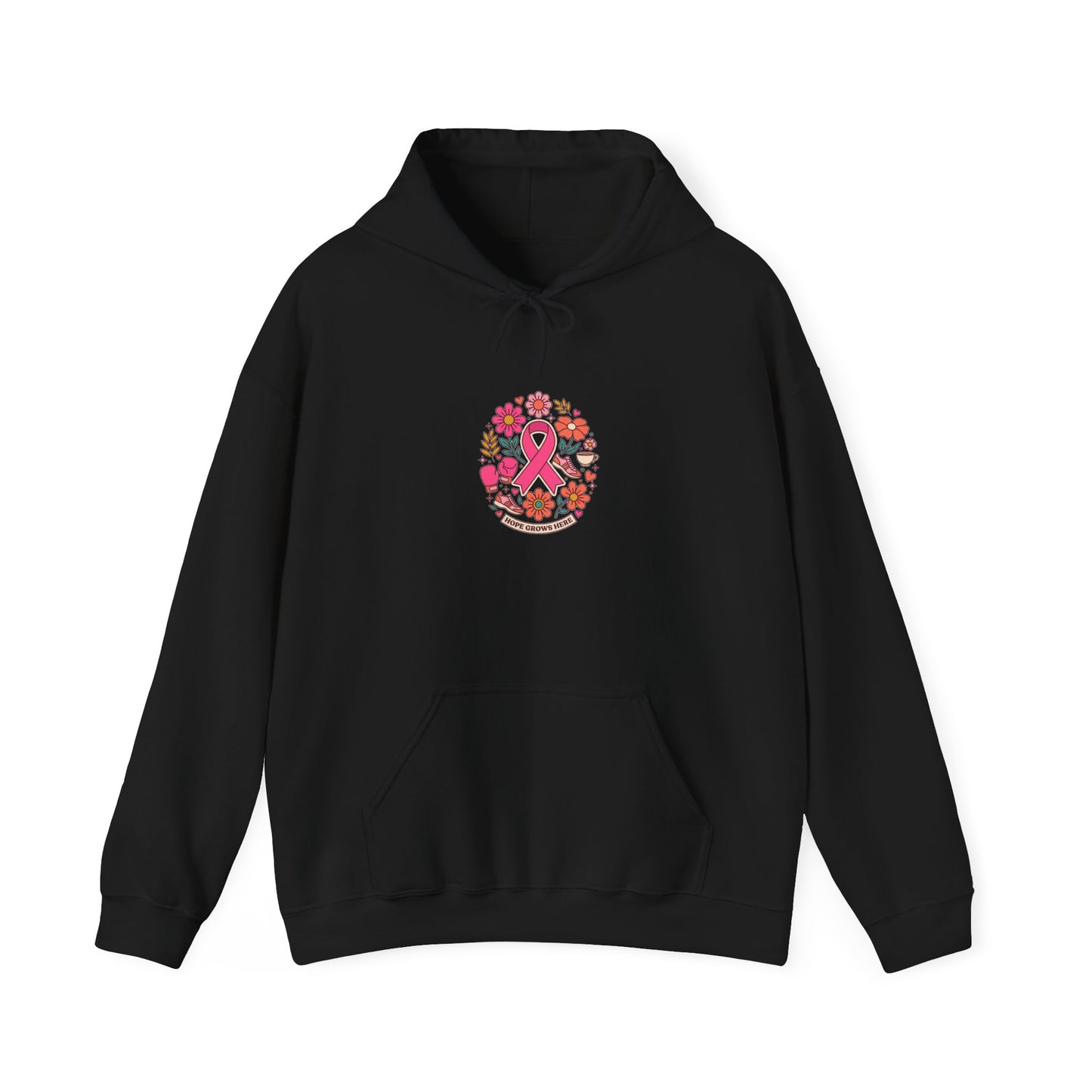 Pink Ribbon Floral Crest Hoodie | Breast Cancer Awareness, Support