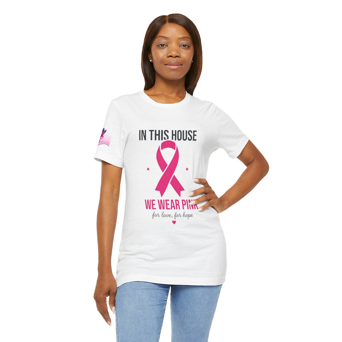 In This House We Wear Pink T-Shirt | Breast Cancer Awareness, Faith & Hope