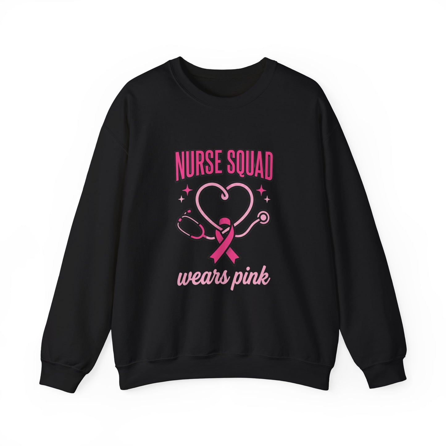 Nurse Squad Ribbon Crewneck | Breast Cancer Awareness, Pink Stethoscope